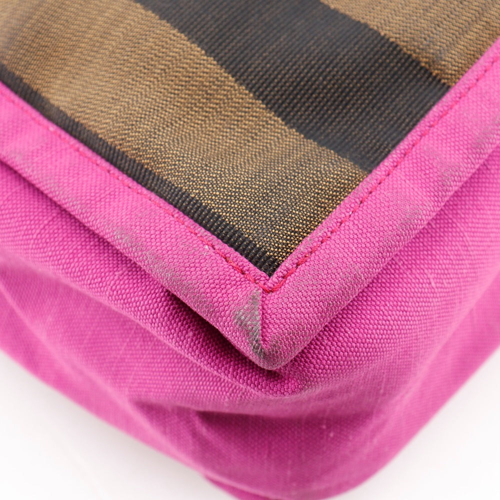 FENDI Handbag 8BH252 Nylon canvas Brown pink Pecan Pattern Tote Bag Women Used