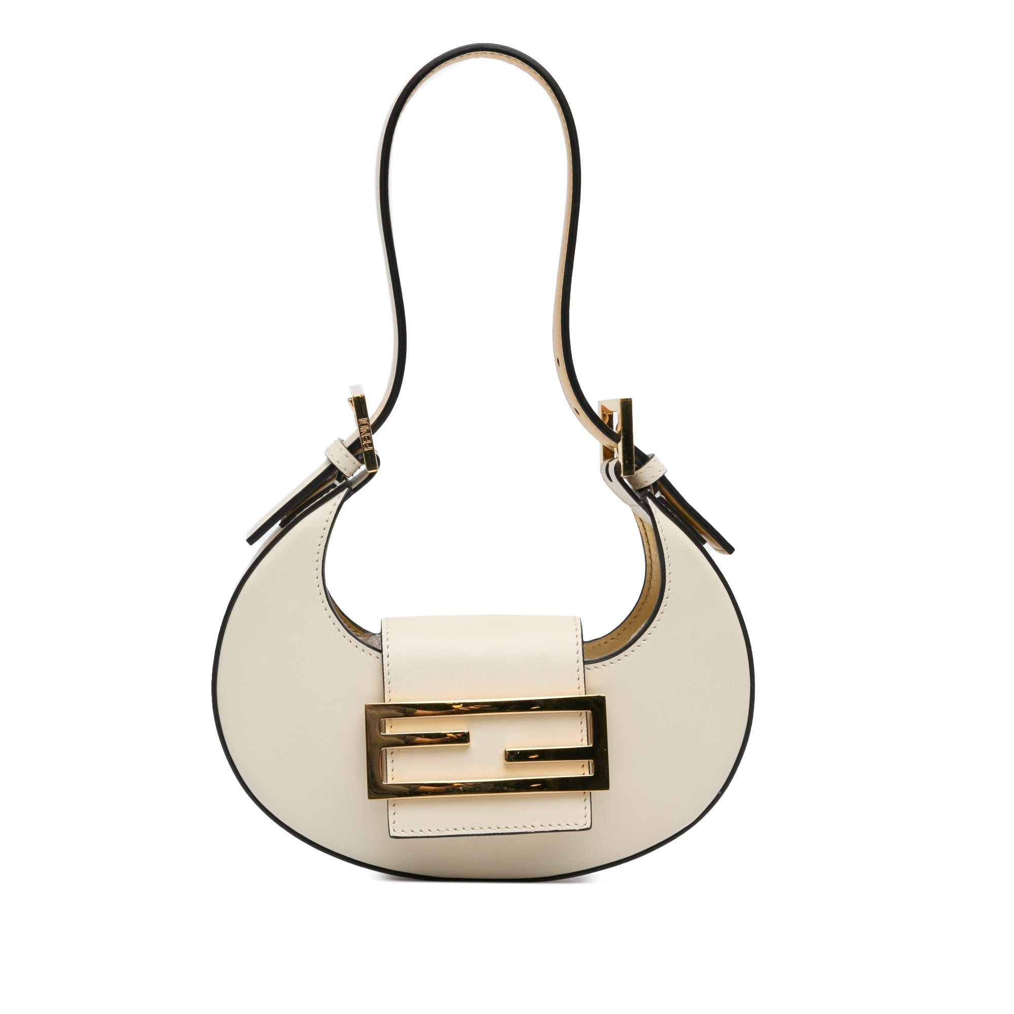 White Fendi Mini Leather Cookie Hobo