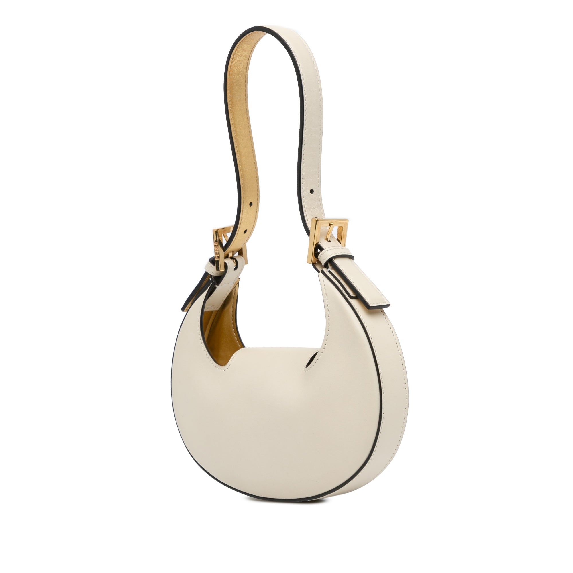 White Fendi Mini Leather Cookie Hobo