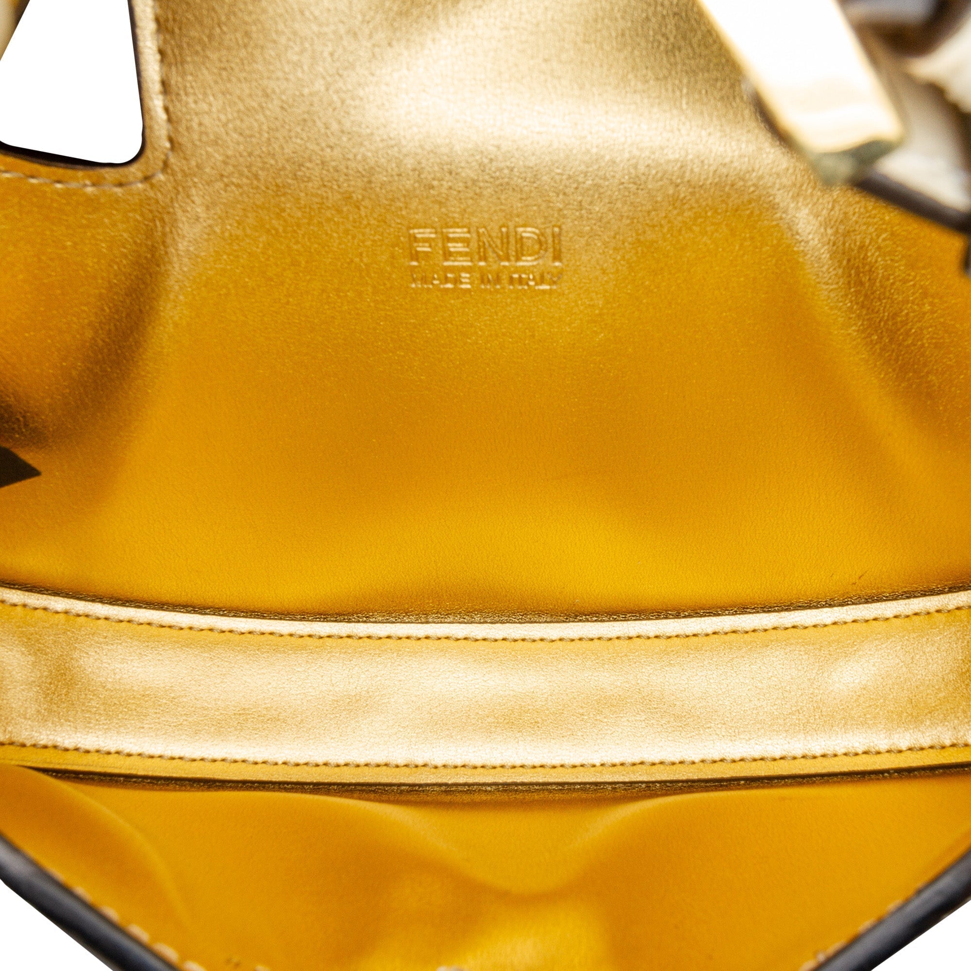 White Fendi Mini Leather Cookie Hobo