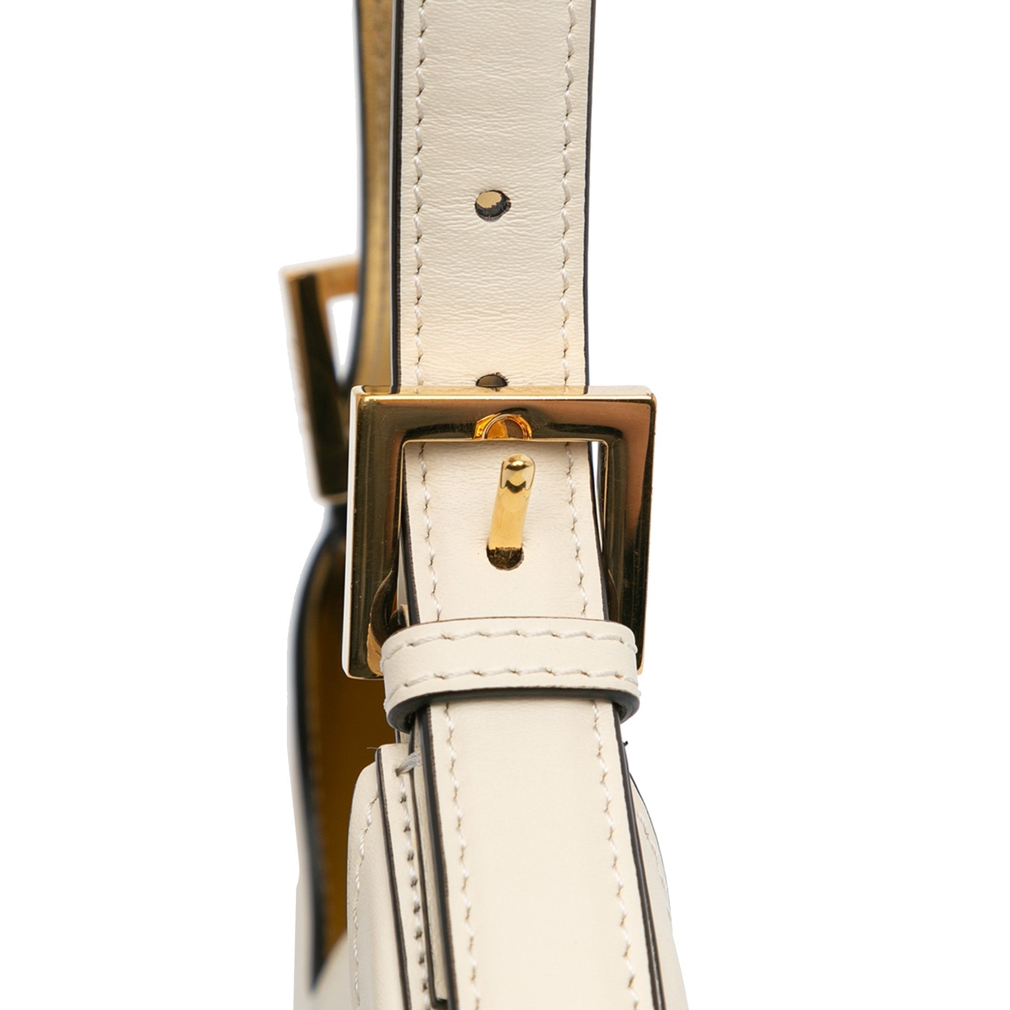 White Fendi Mini Leather Cookie Hobo
