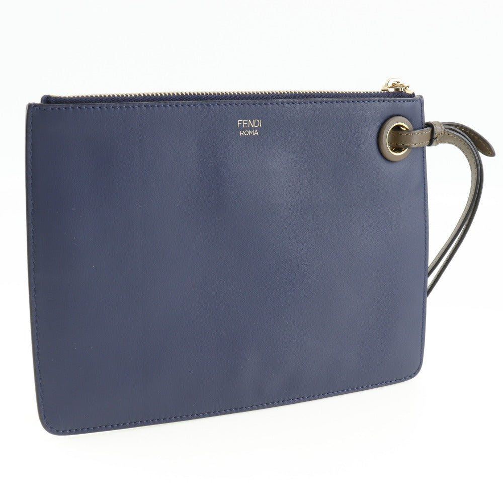 FENDI Clutch bag 8BS020 leather blue FILA collaboration Fendi Mania unisex(Unisex) Used