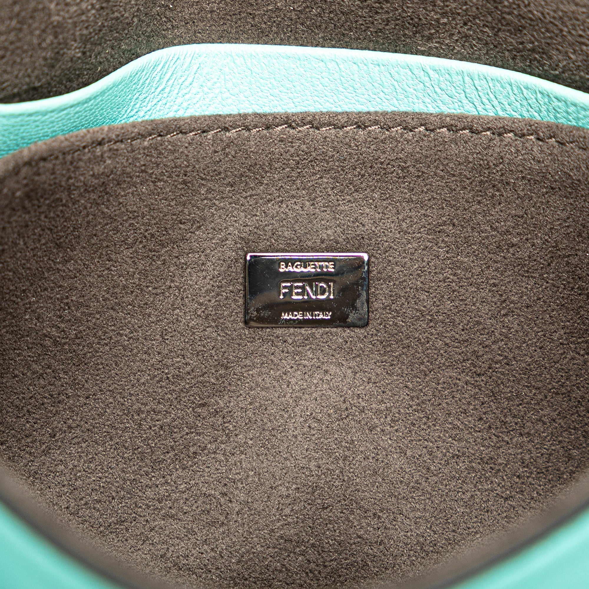 Blue Fendi Micro Leather Monster Baguette Satchel