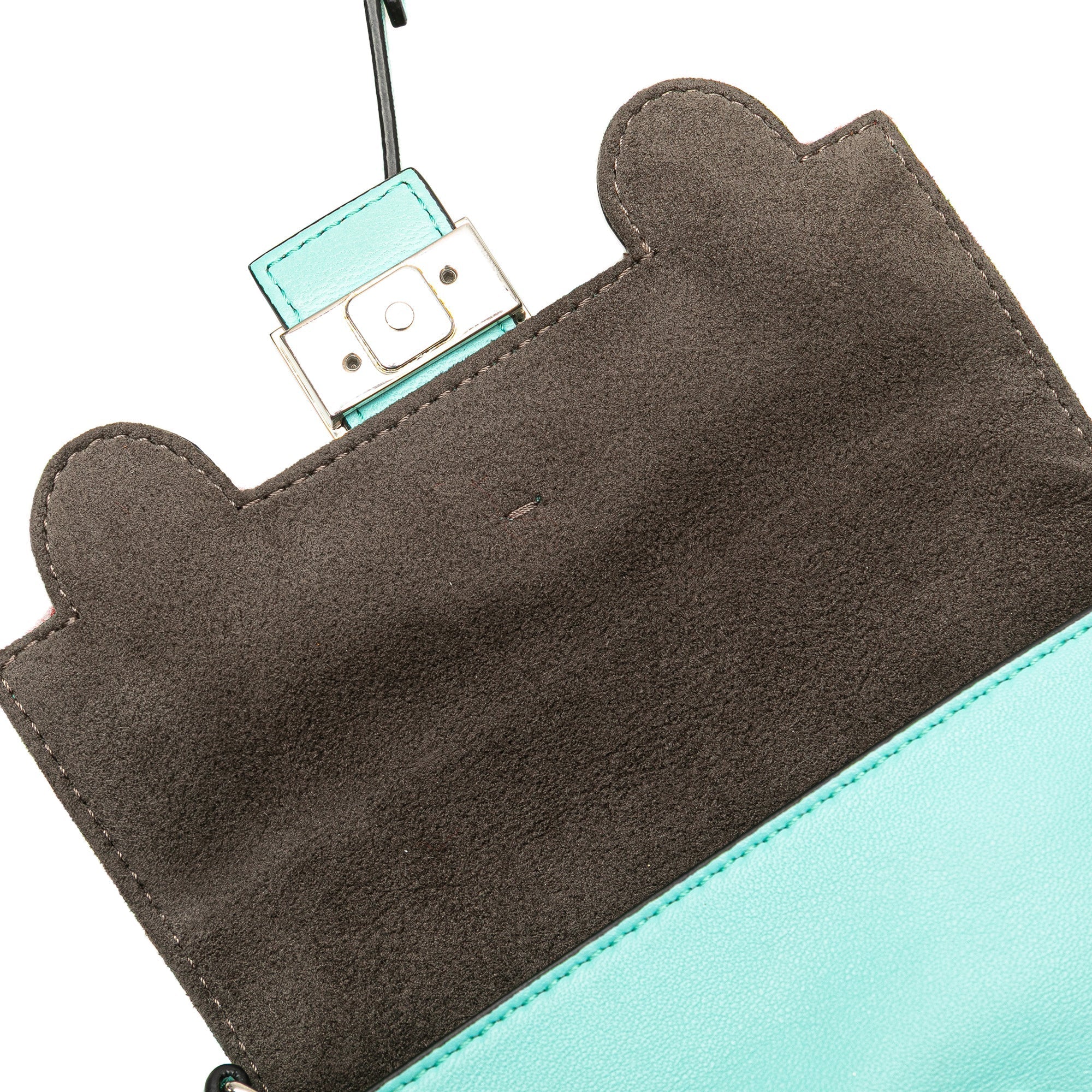 Blue Fendi Micro Leather Monster Baguette Satchel