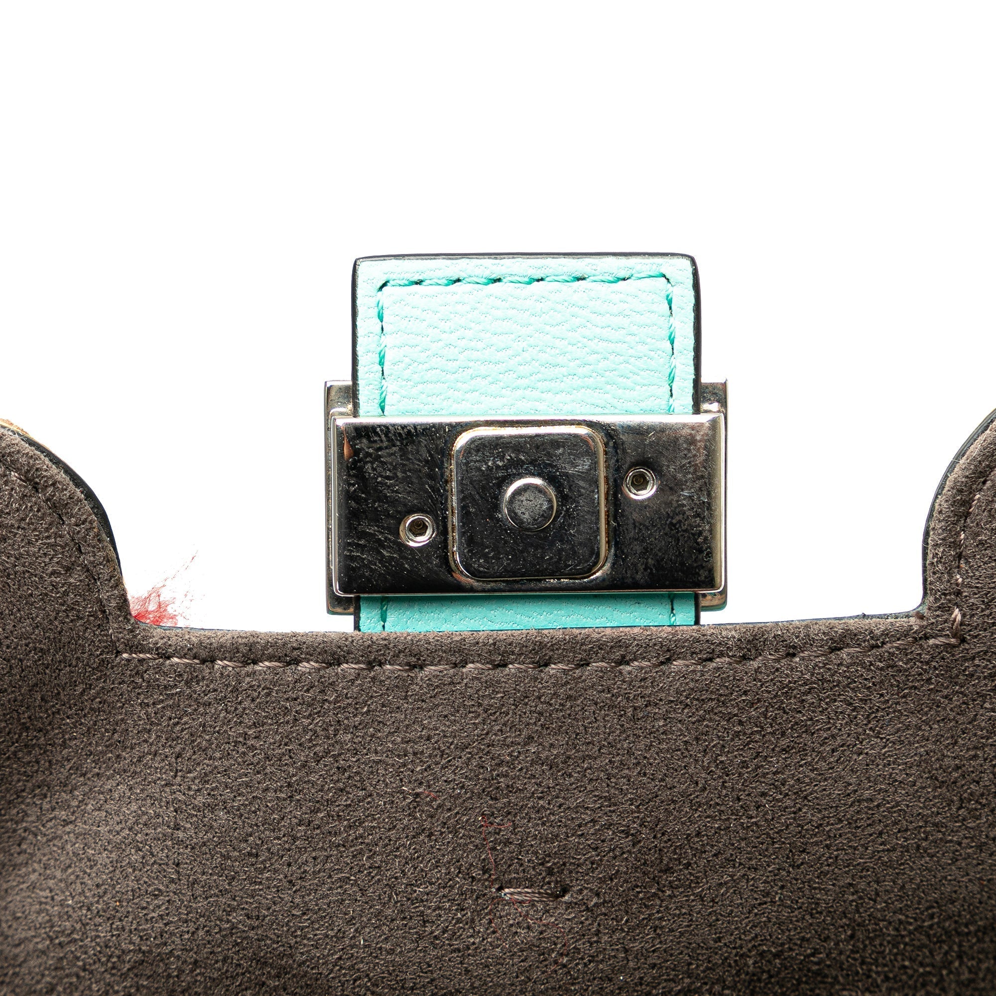 Blue Fendi Micro Leather Monster Baguette Satchel