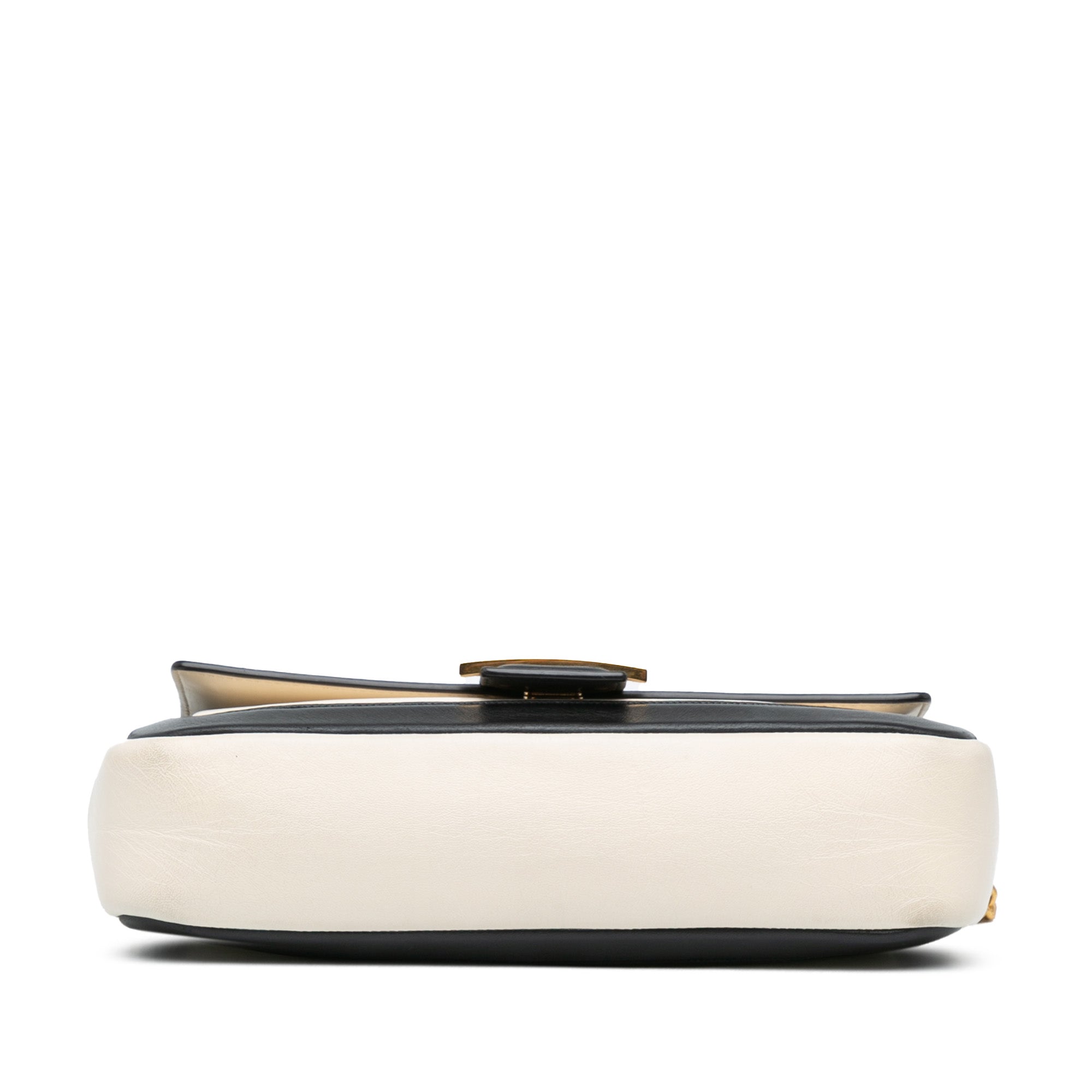 White Fendi Bicolor Leather Chain Baguette Shoulder Bag