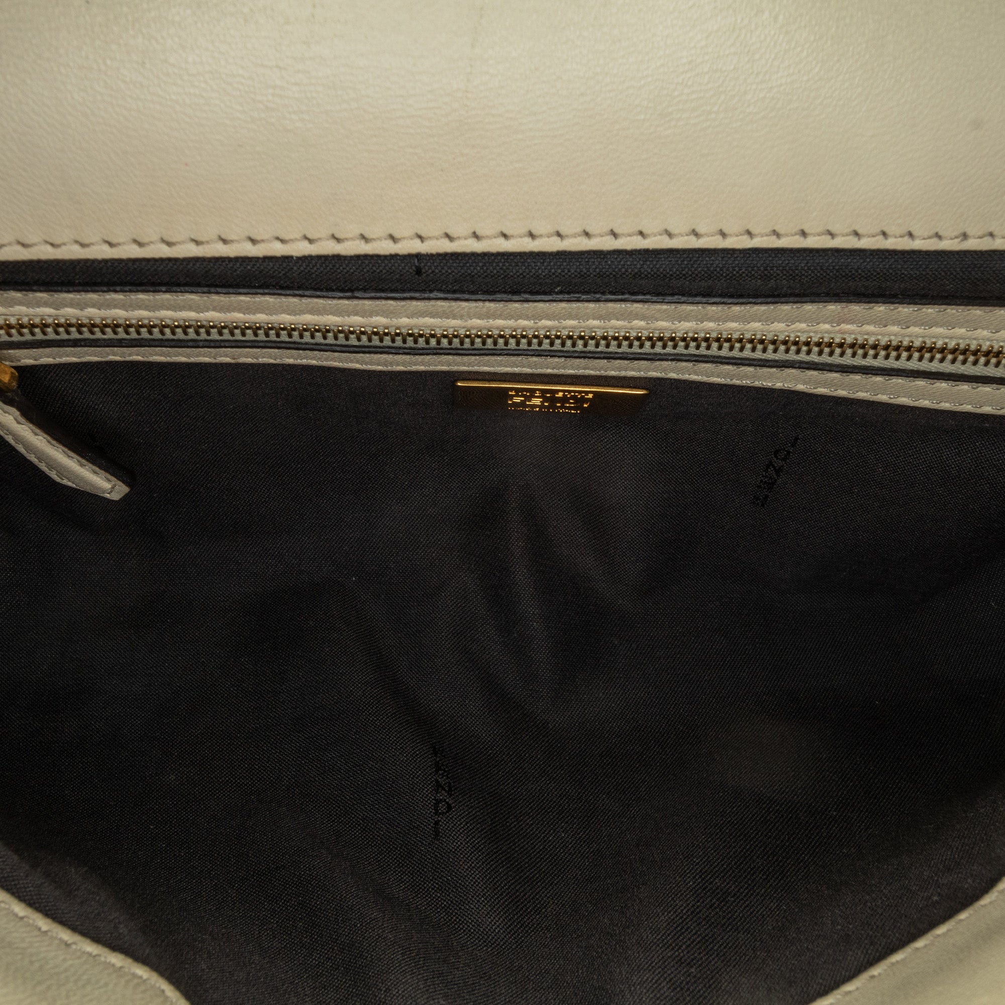 White Fendi Bicolor Leather Chain Baguette Shoulder Bag