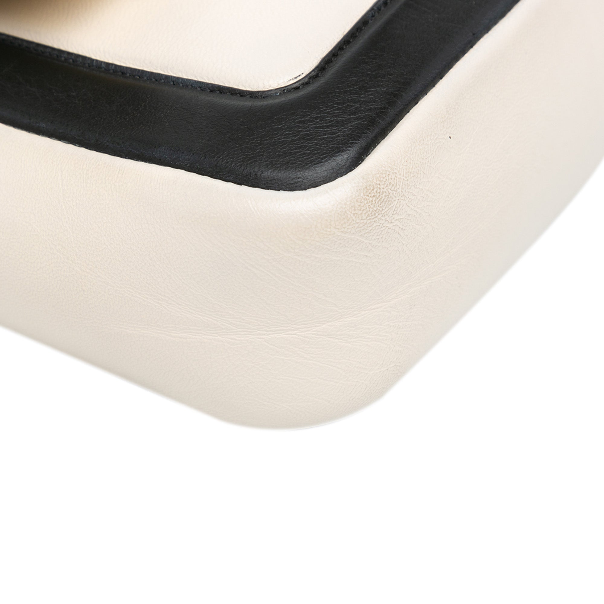 White Fendi Bicolor Leather Chain Baguette Shoulder Bag
