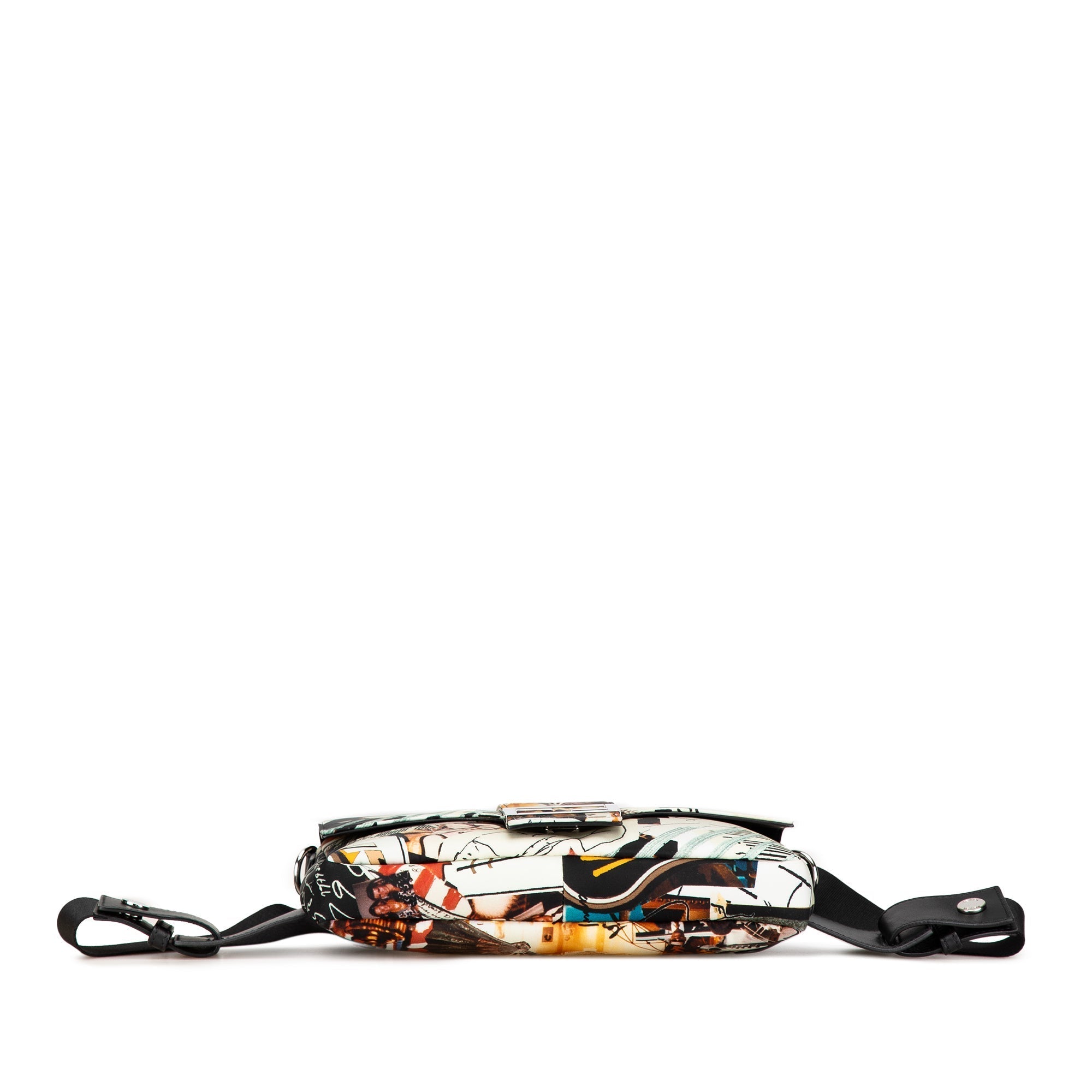 White Fendi Nylon Karl Kollage Convertible Belt Baguette