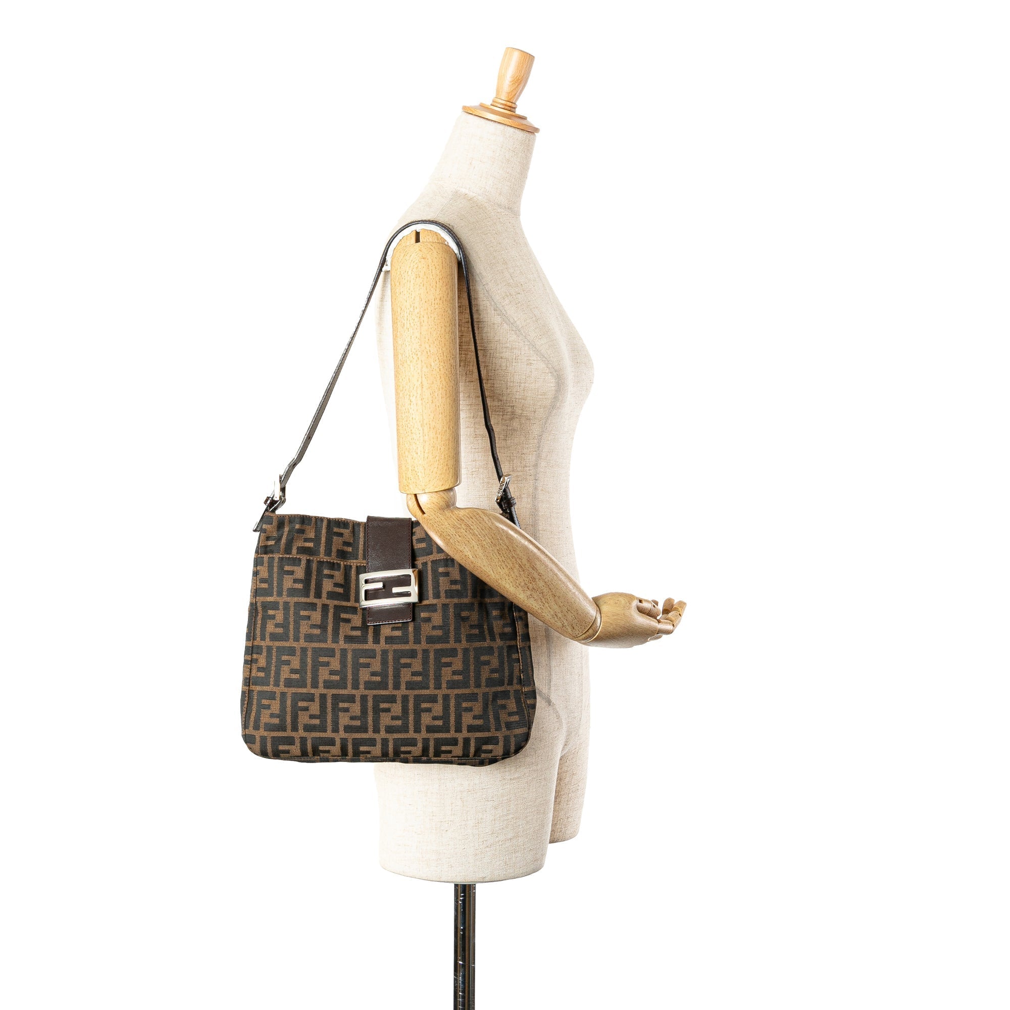 Brown Fendi Zucca Canvas Shoulder Bag