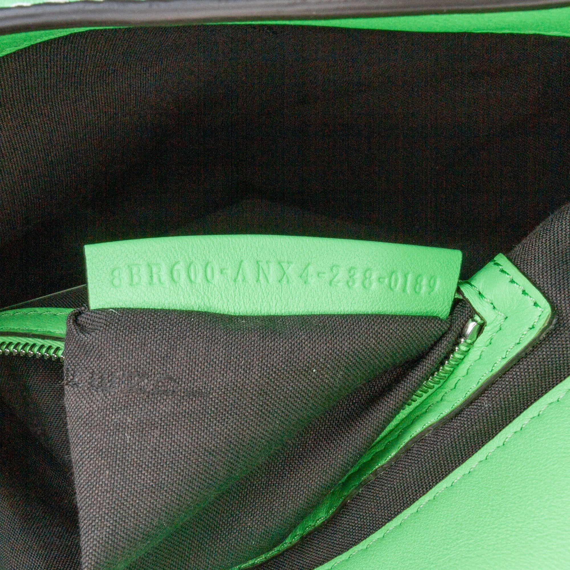 Green Fendi Zucca Embossed Stitched Leather Baguette Satchel