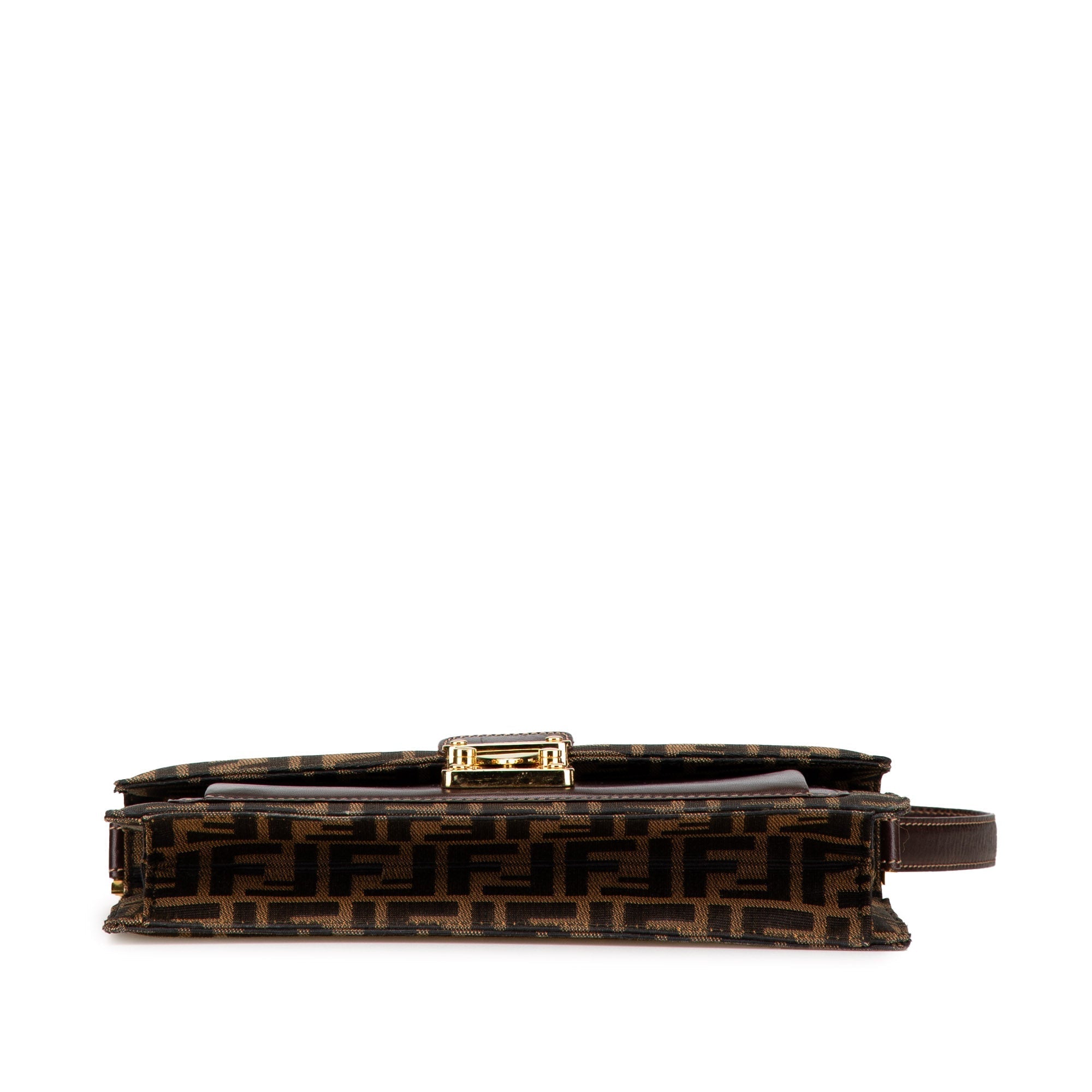 Brown Fendi Zucca Canvas Flap Shoulder Bag