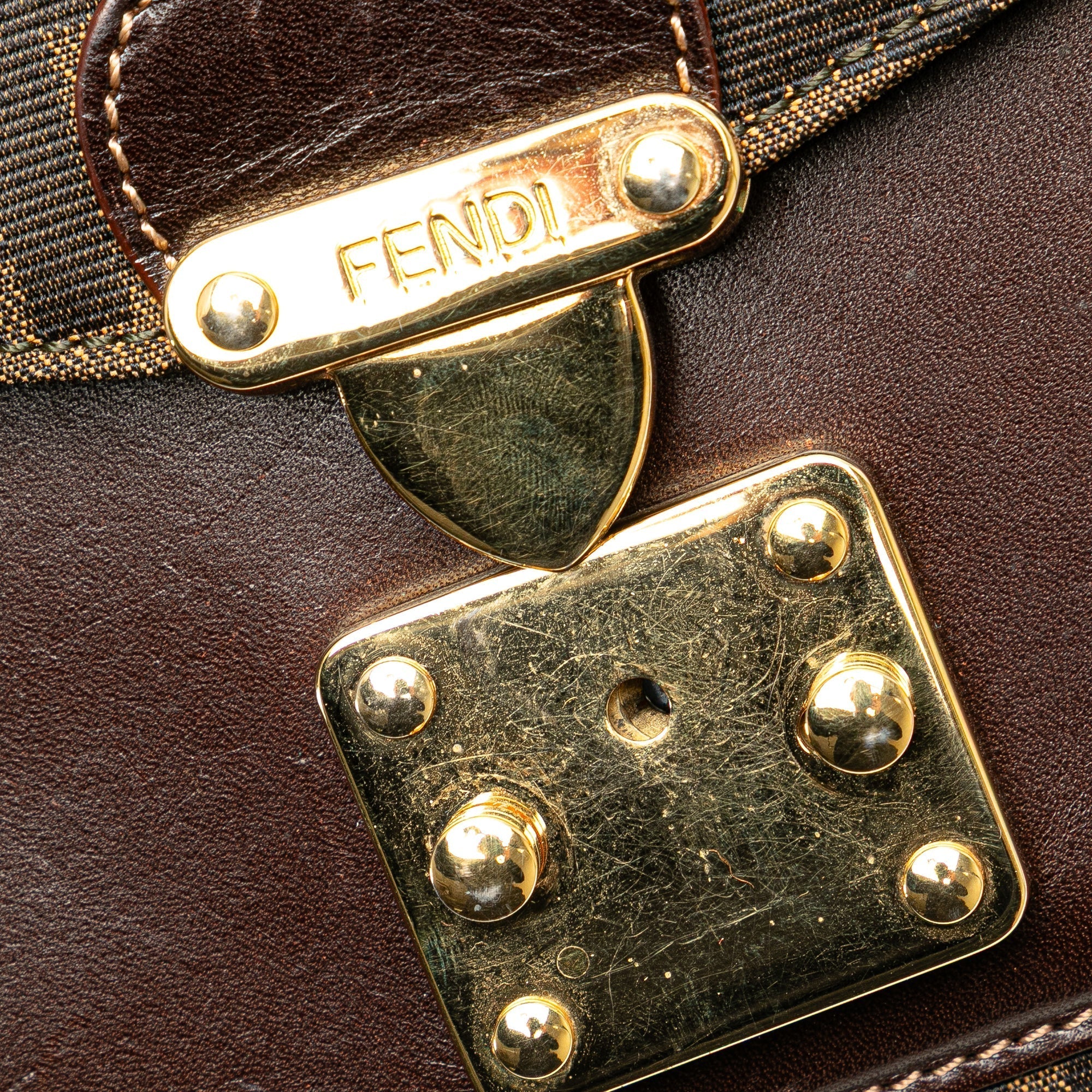 Brown Fendi Zucca Canvas Flap Shoulder Bag