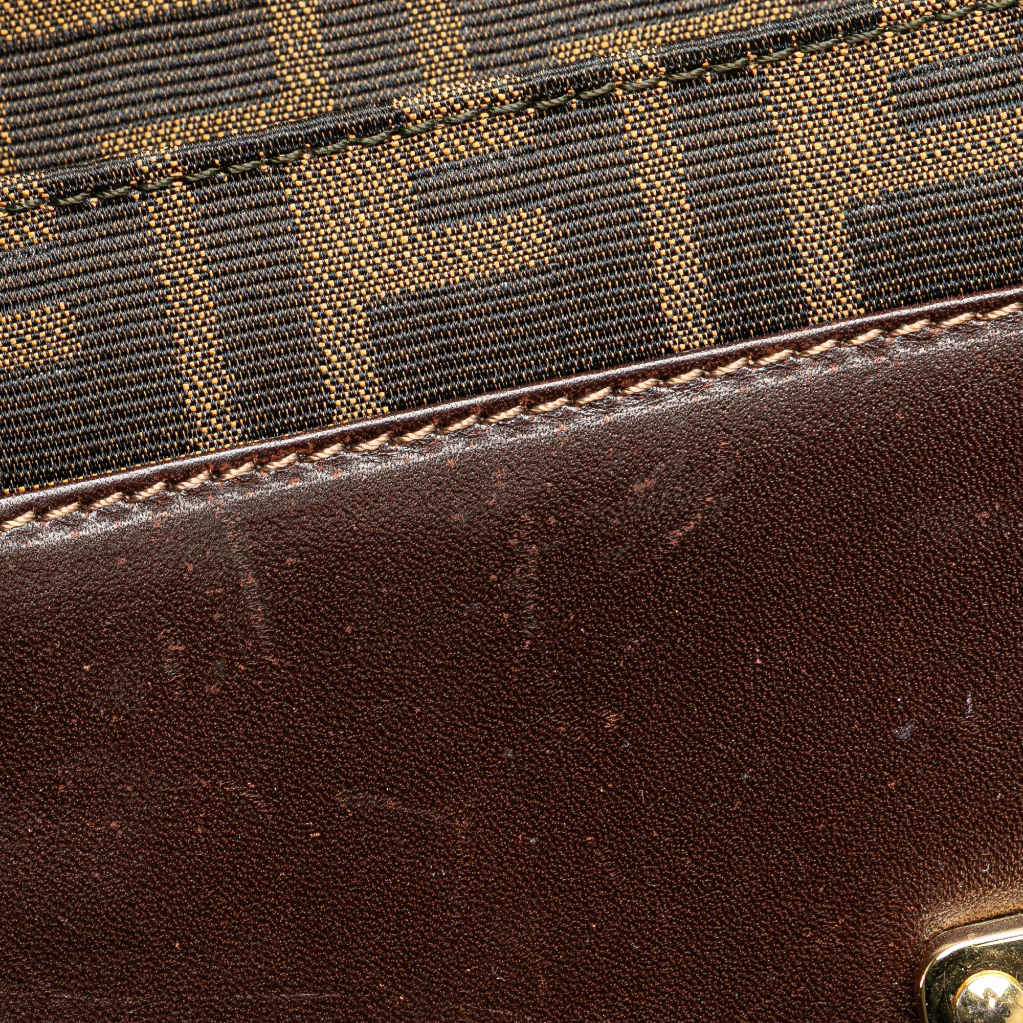 Brown Fendi Zucca Canvas Flap Shoulder Bag