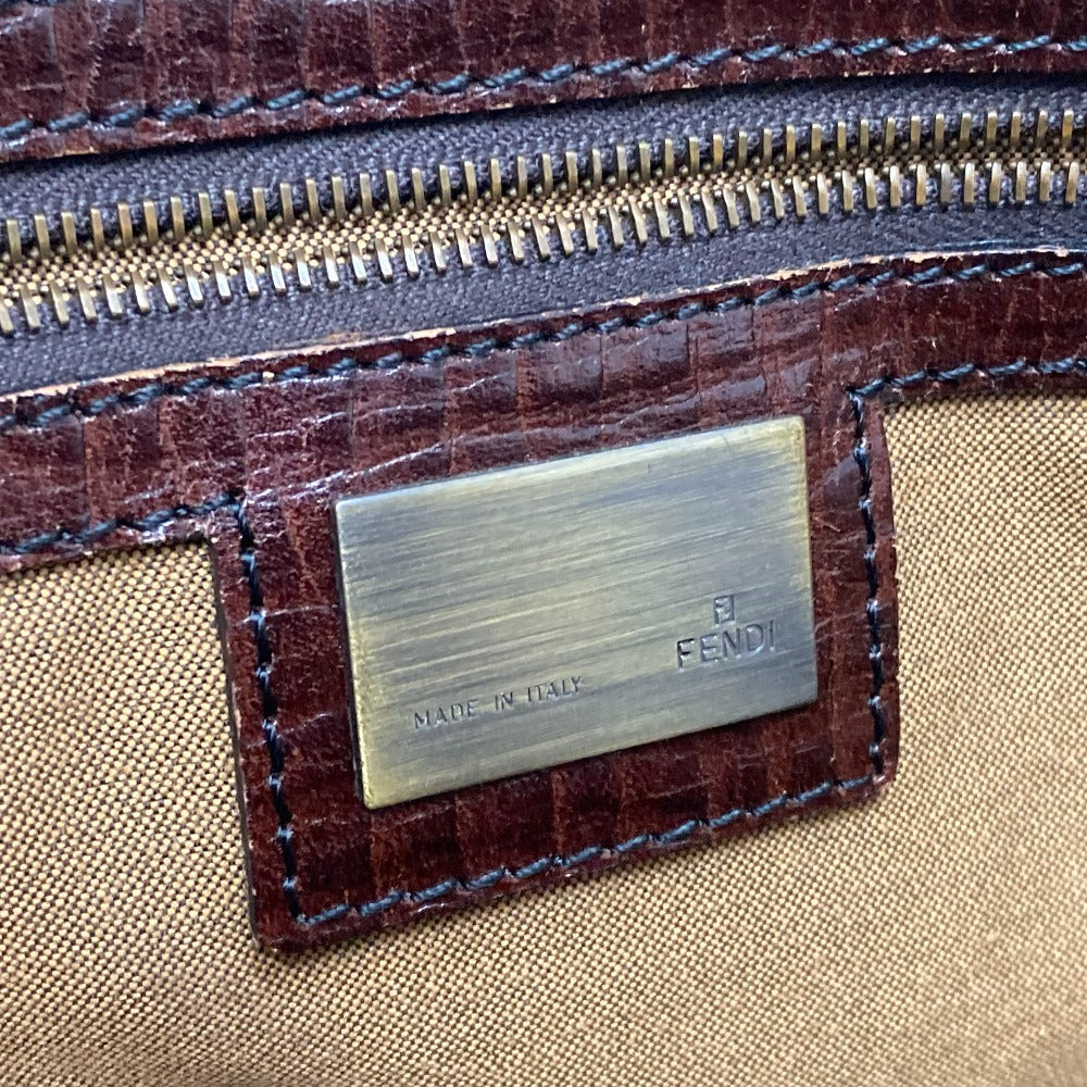 FENDI Handbag Leather / suede Brown ZUCCA FFPattern logo Etnico Women Used
