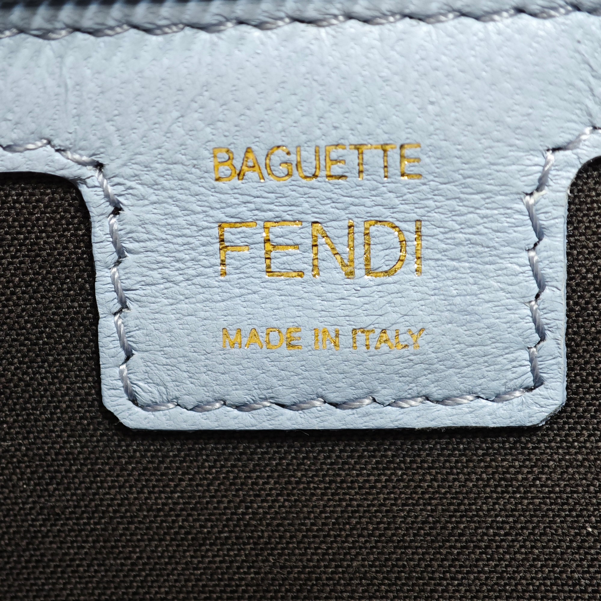 Blue Fendi Zucca Embossed Leather Baguette Satchel