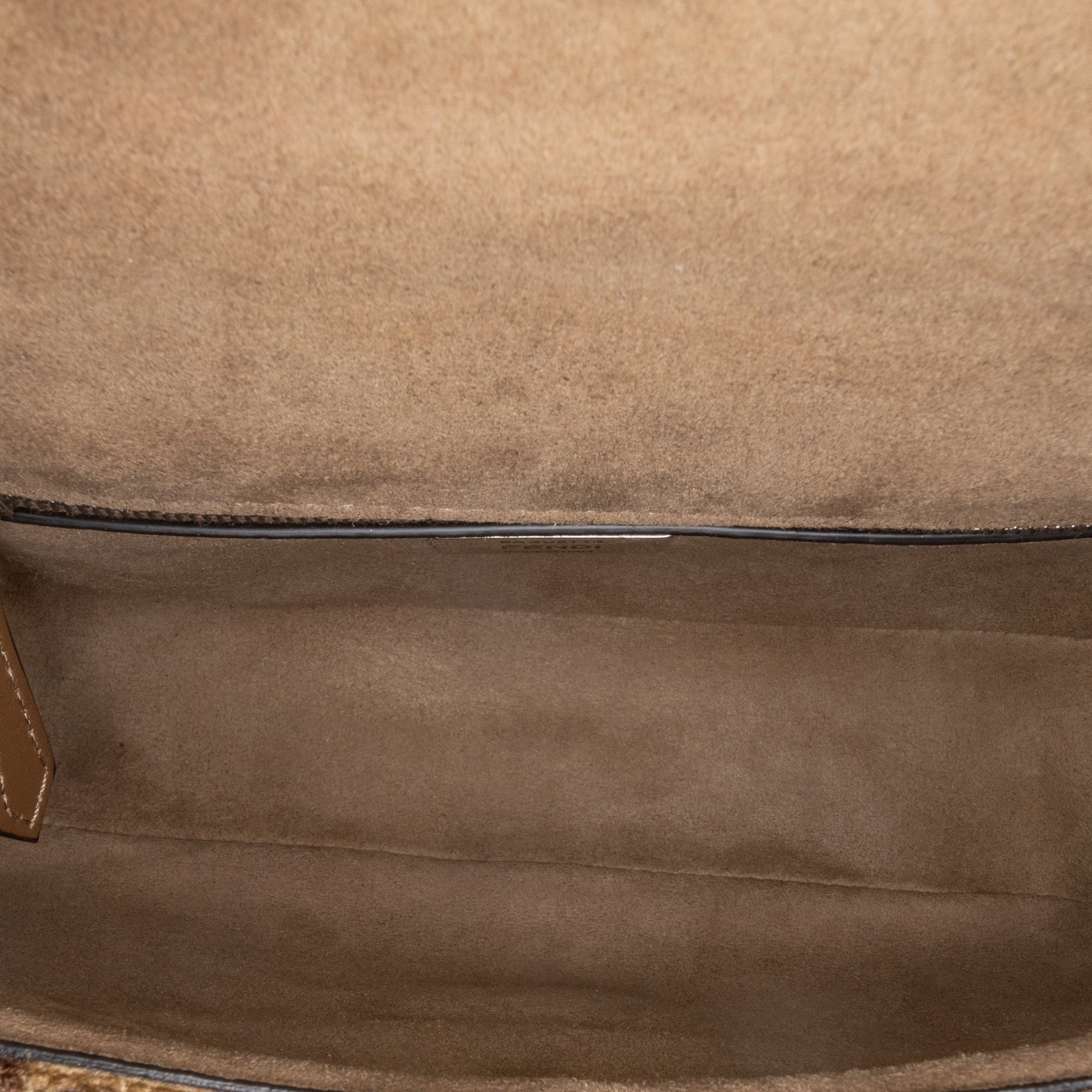 Brown Fendi Zucca Wool Chain Midi Baguette Shoulder Bag