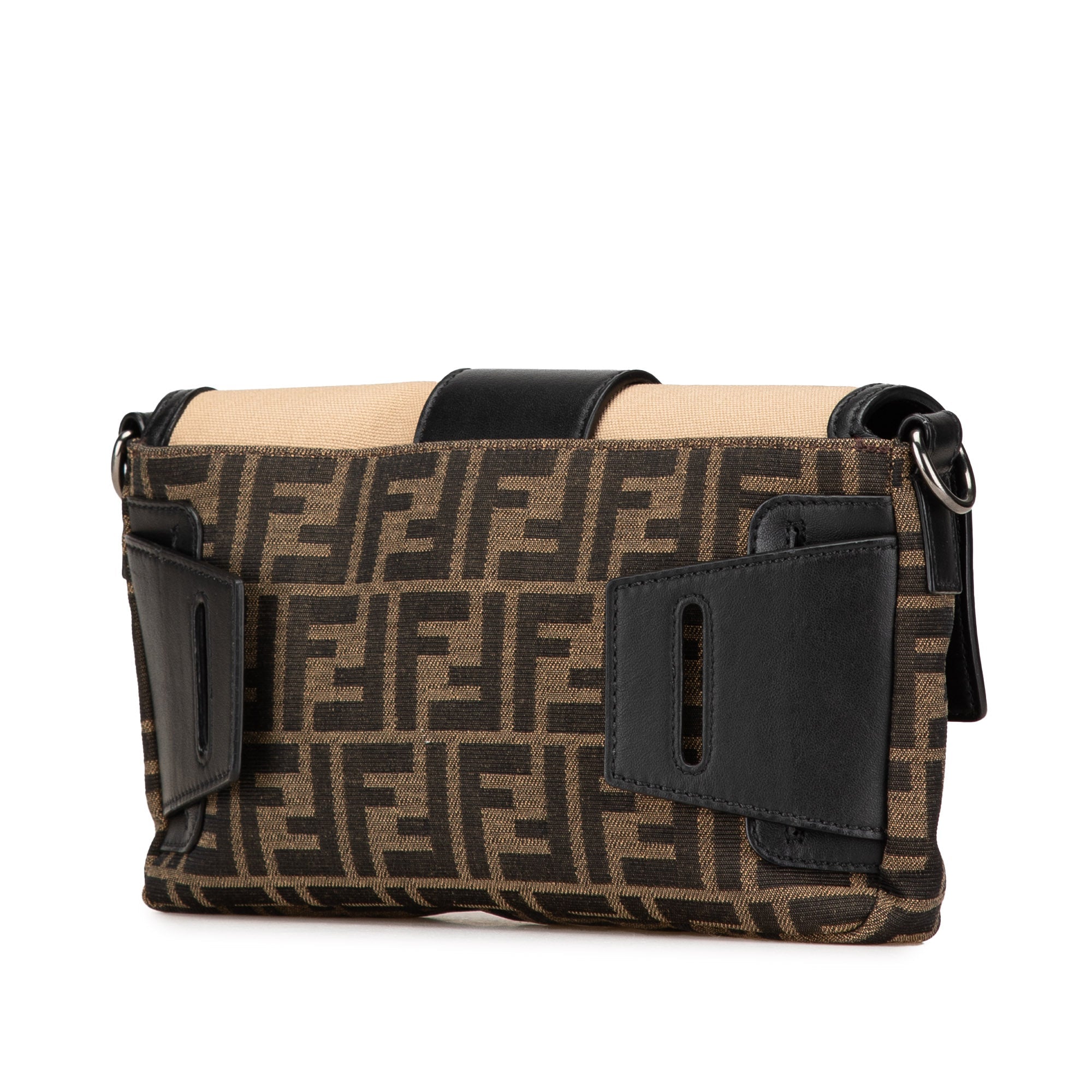 Brown Fendi Zucca Canvas and Leather Convertible Baguette Satchel