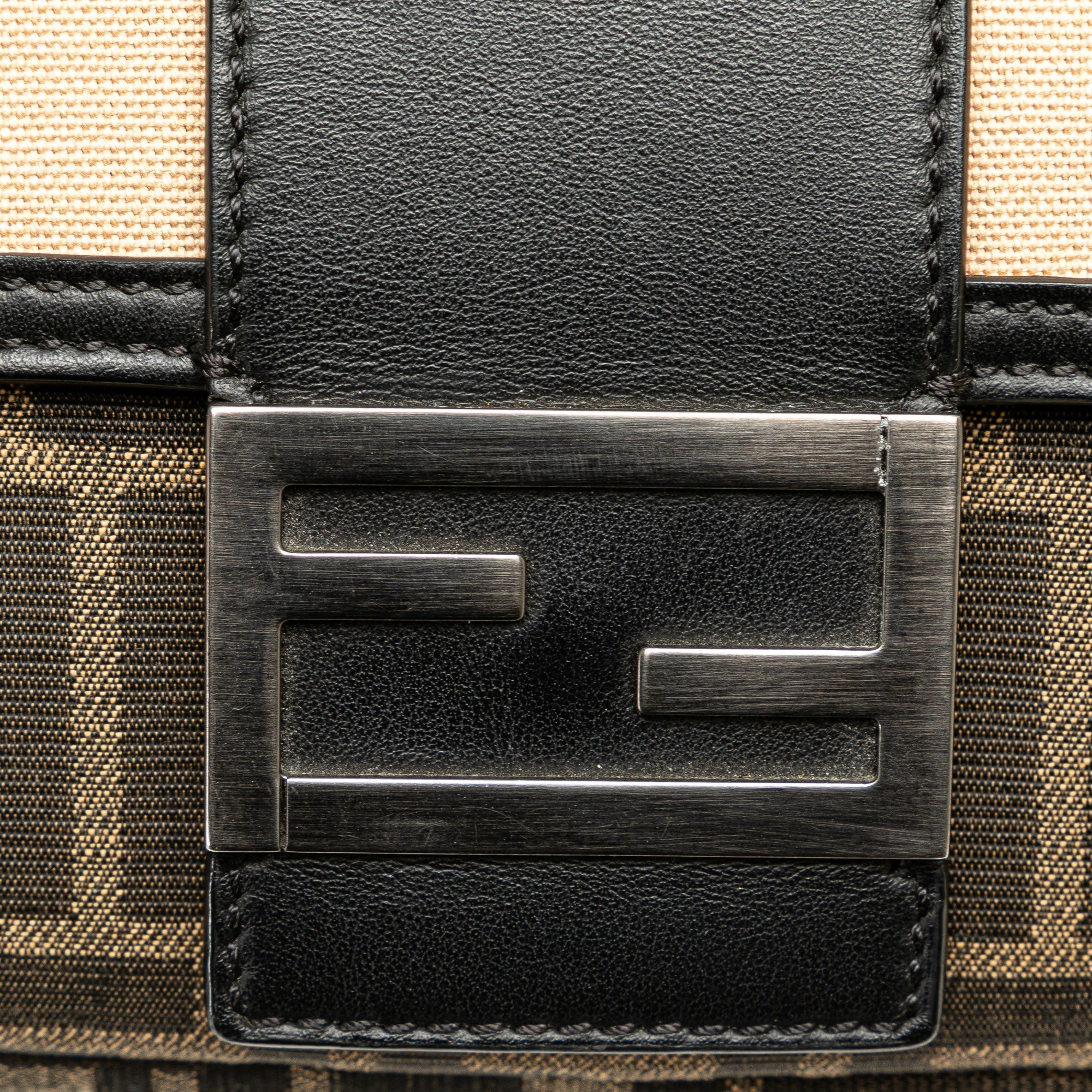 Brown Fendi Zucca Canvas and Leather Convertible Baguette Satchel
