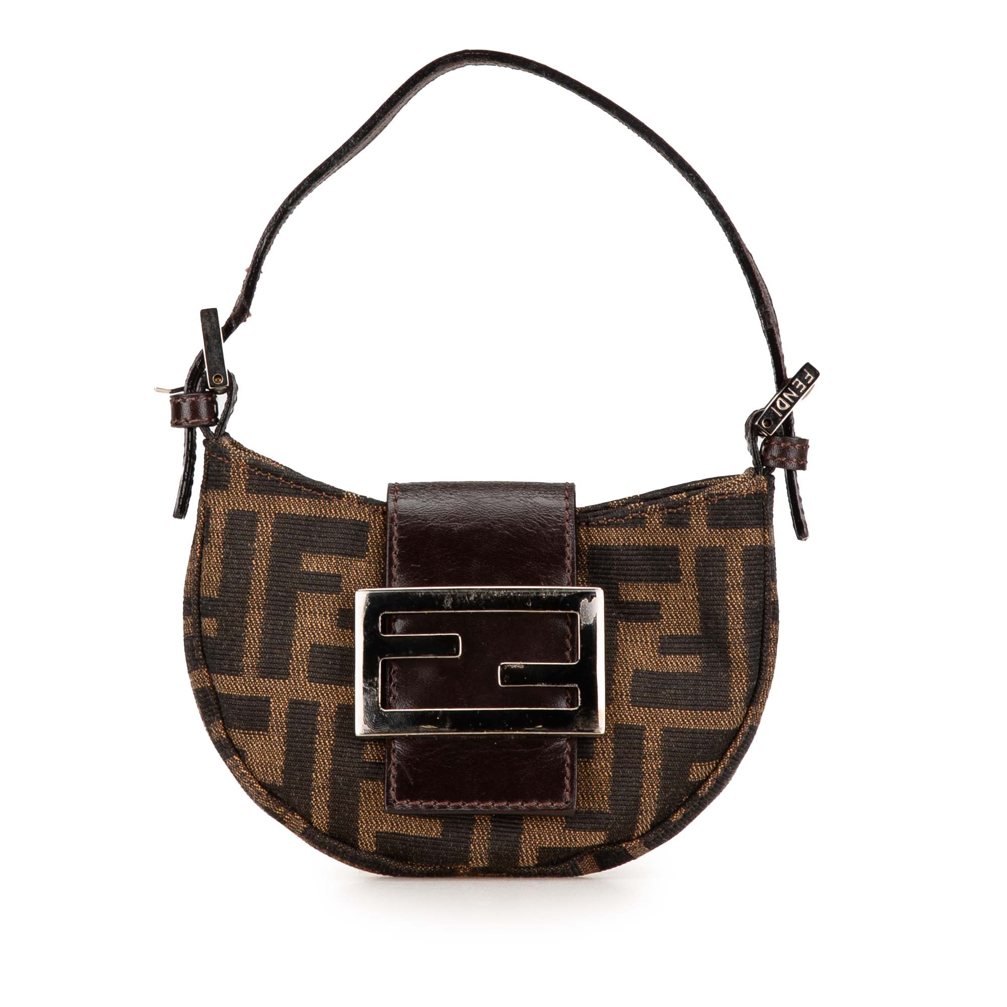 Brown Fendi Mini Zucca Canvas Croissant Handbag