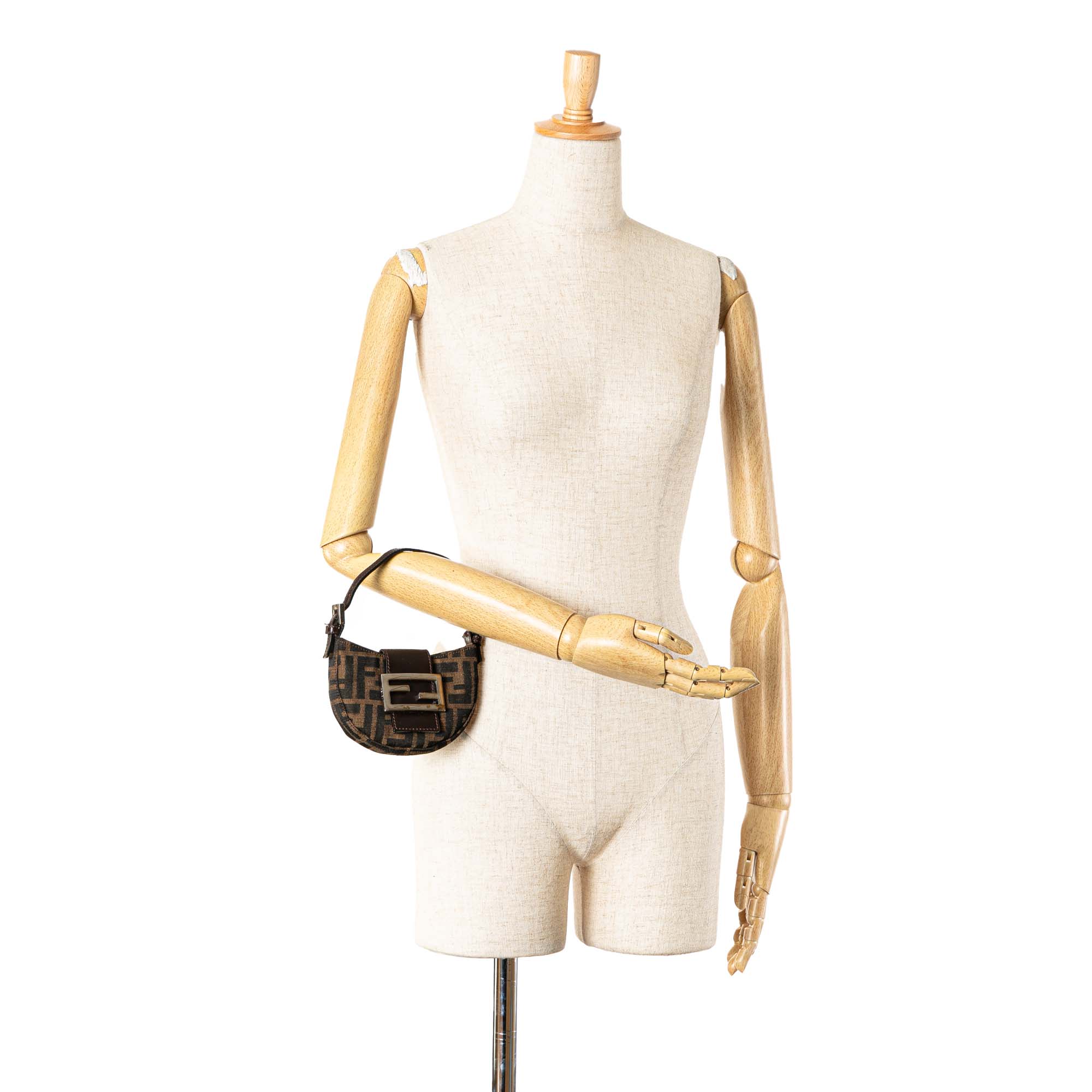 Brown Fendi Mini Zucca Canvas Croissant Handbag