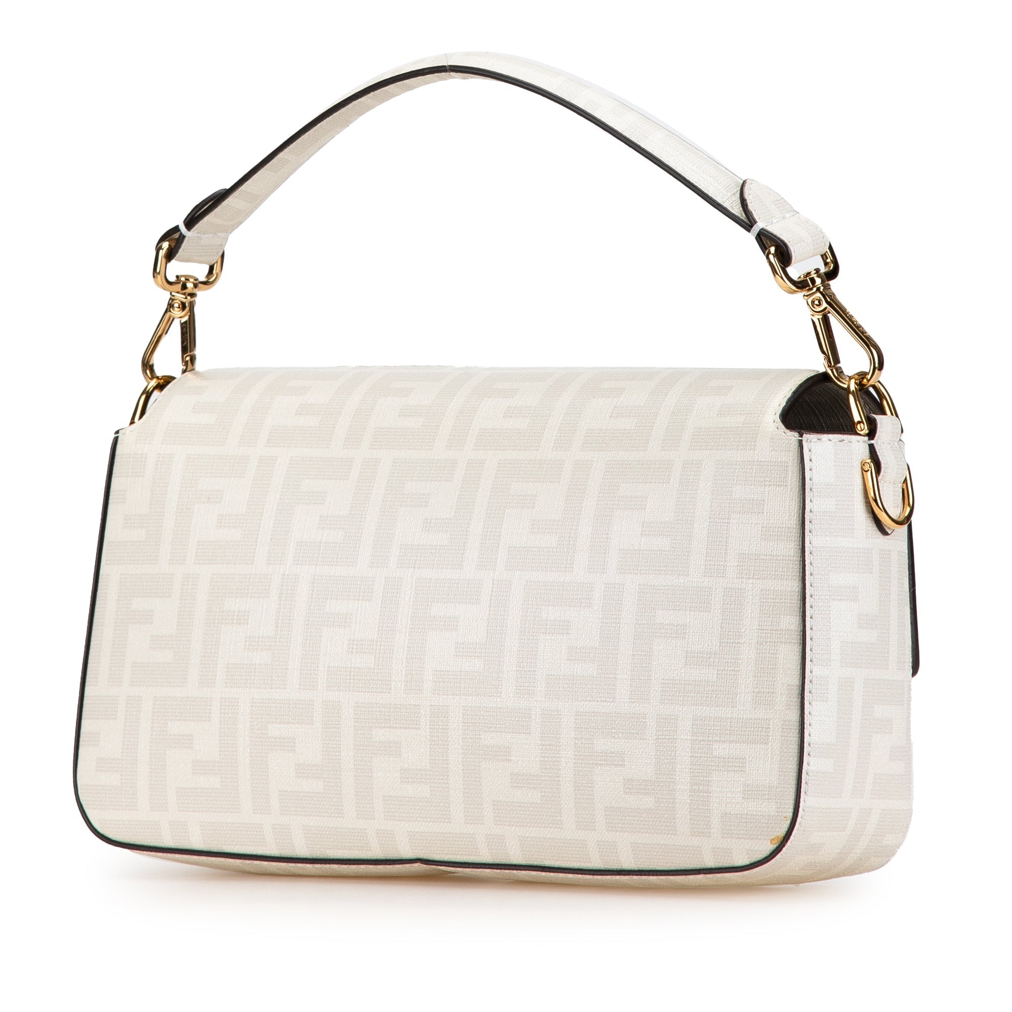 White Fendi Zucca Graphic Print Coated Canvas Bikini Girls Baguette Satchel