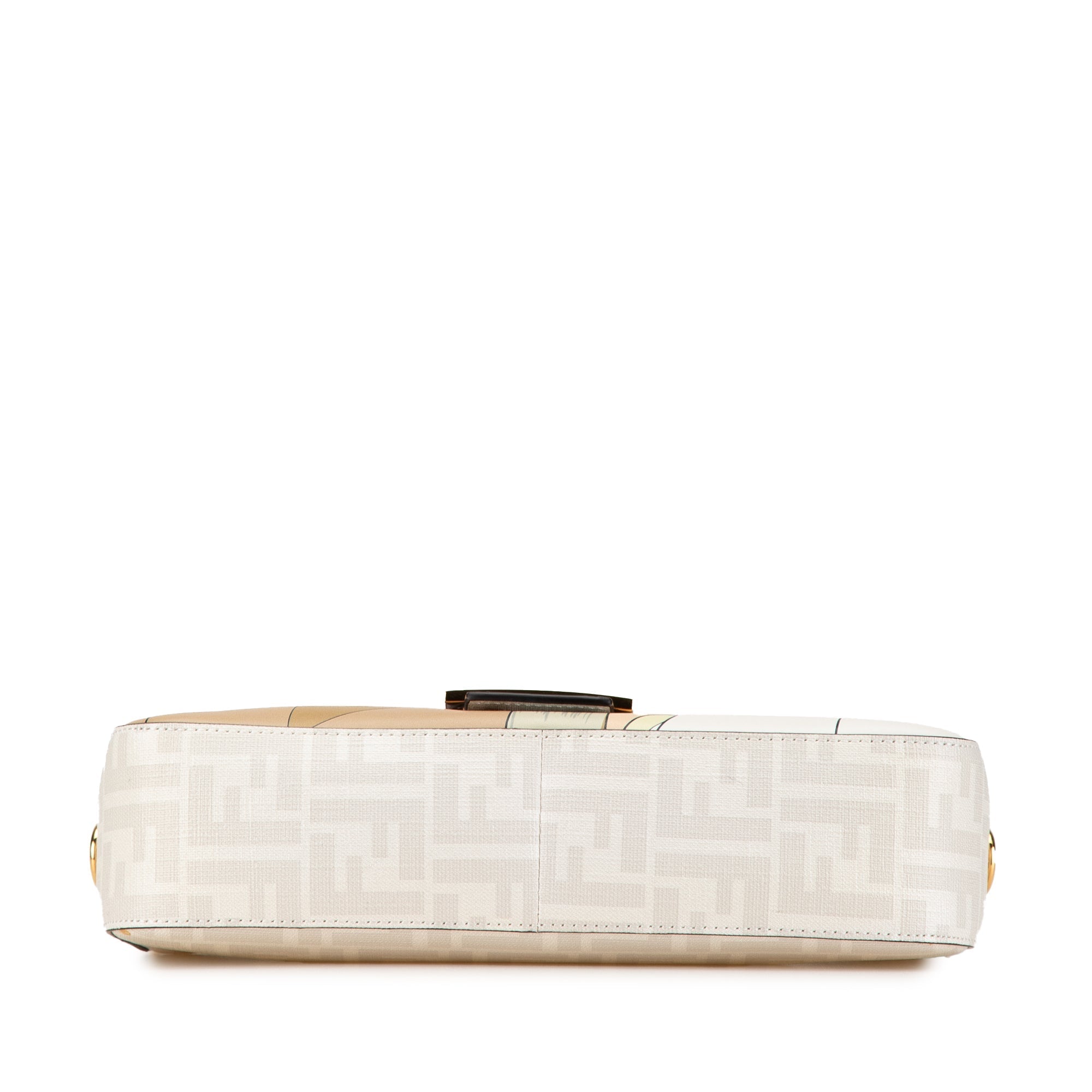 White Fendi Zucca Graphic Print Coated Canvas Bikini Girls Baguette Satchel
