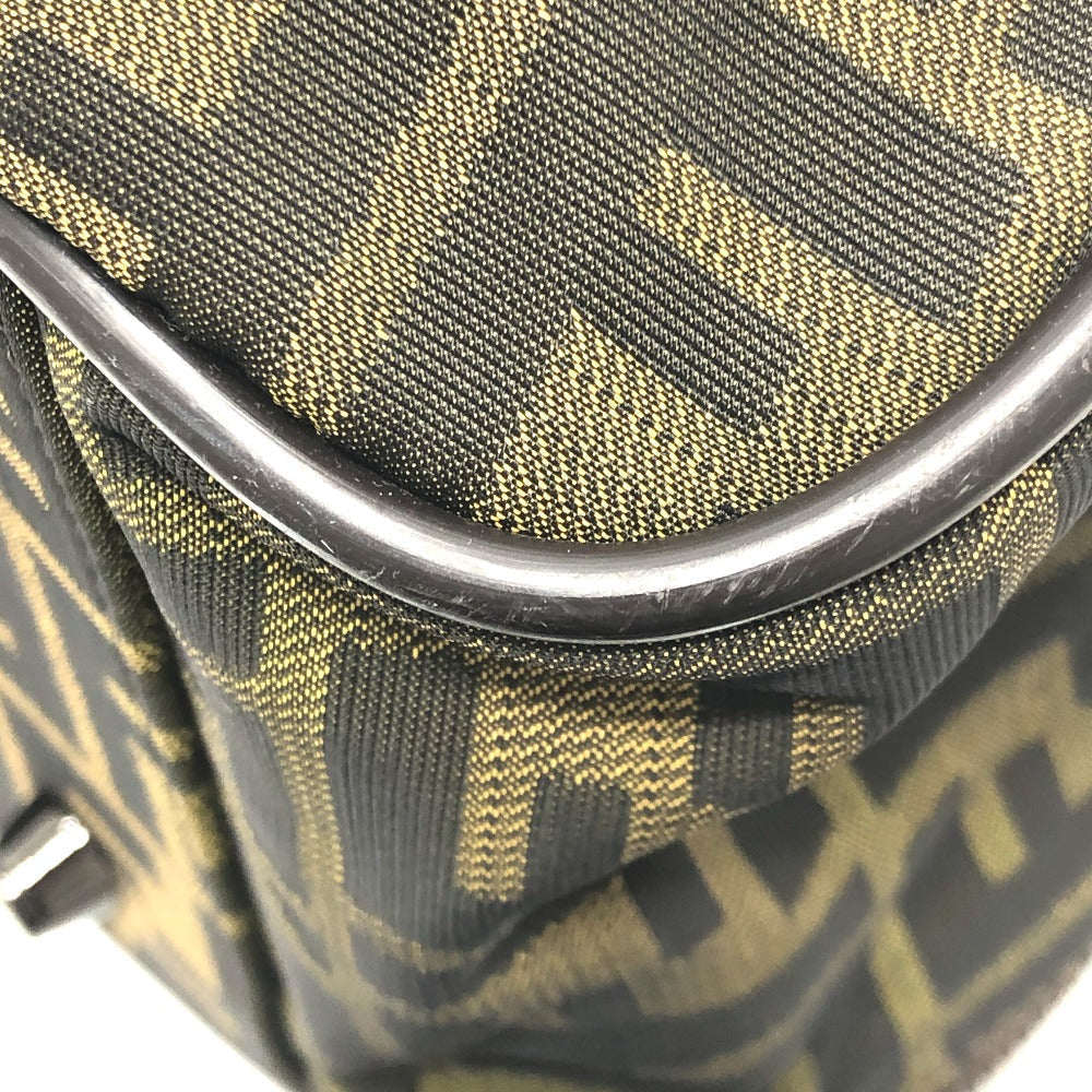 FENDI Boston Duffel bag Nylon / leather khaki Zucca FF logo mens(Unisex) Used