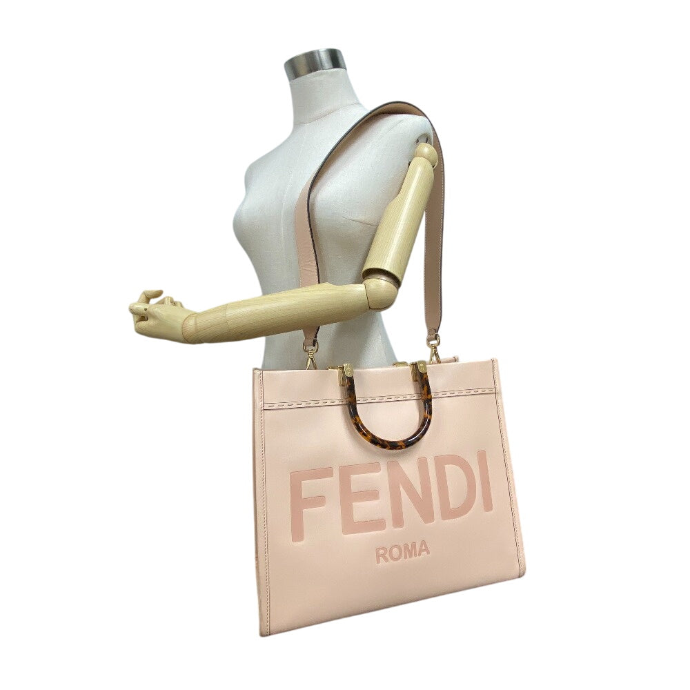 FENDI Handbag 8BH386 leather pink Sunshine Medium Women Used