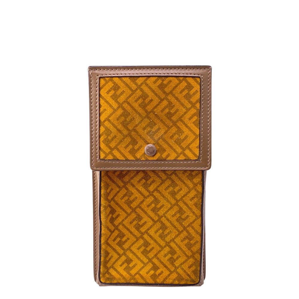 FENDI Pouch Leather, Suede Orange Zucca phone pouch unisex(Unisex) Used