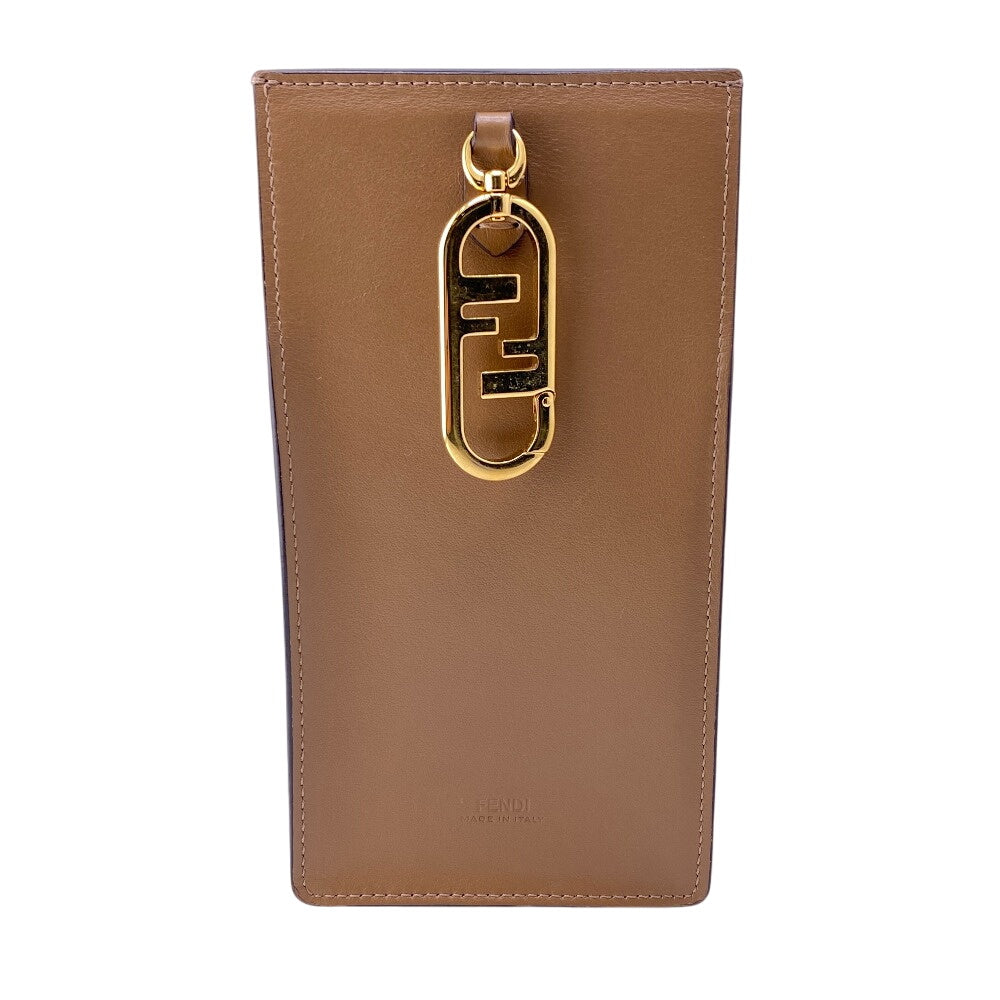 FENDI Pouch Leather, Suede Orange Zucca phone pouch unisex(Unisex) Used
