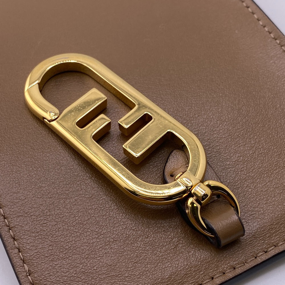 FENDI Pouch Leather, Suede Orange Zucca phone pouch unisex(Unisex) Used