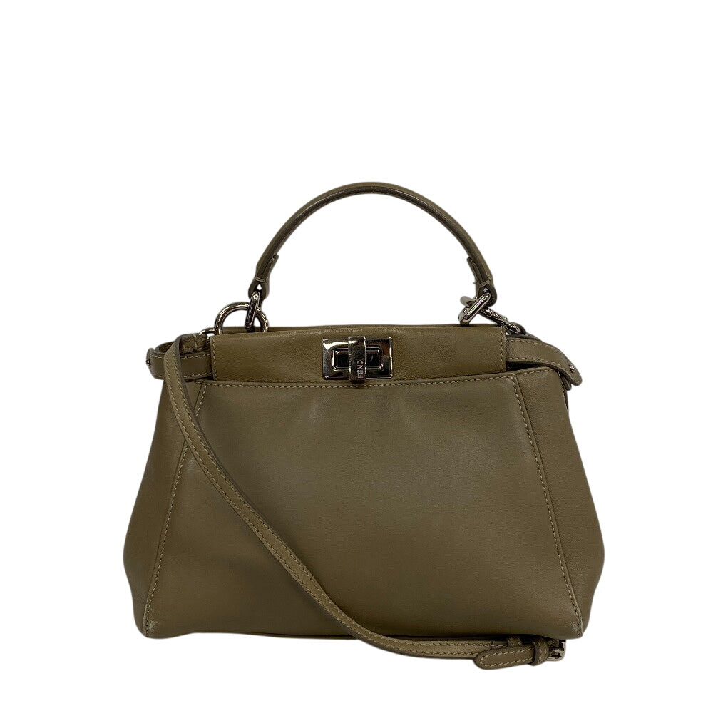 FENDI Shoulder Bag 8BN244 lambskin beige Mini Pea Kaboo Women Used