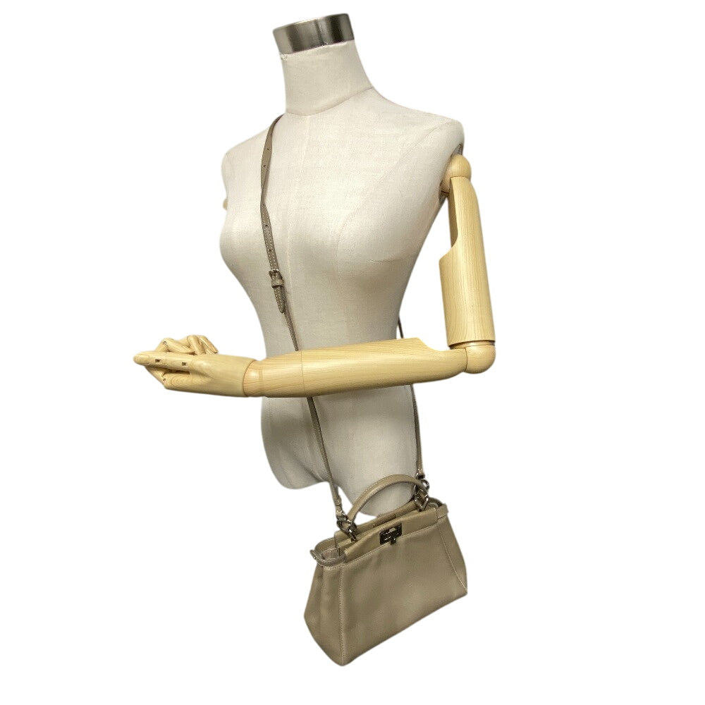 FENDI Shoulder Bag 8BN244 lambskin beige Mini Pea Kaboo Women Used