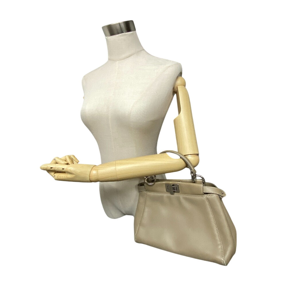 FENDI Shoulder Bag 8BN244 lambskin beige Mini Pea Kaboo Women Used