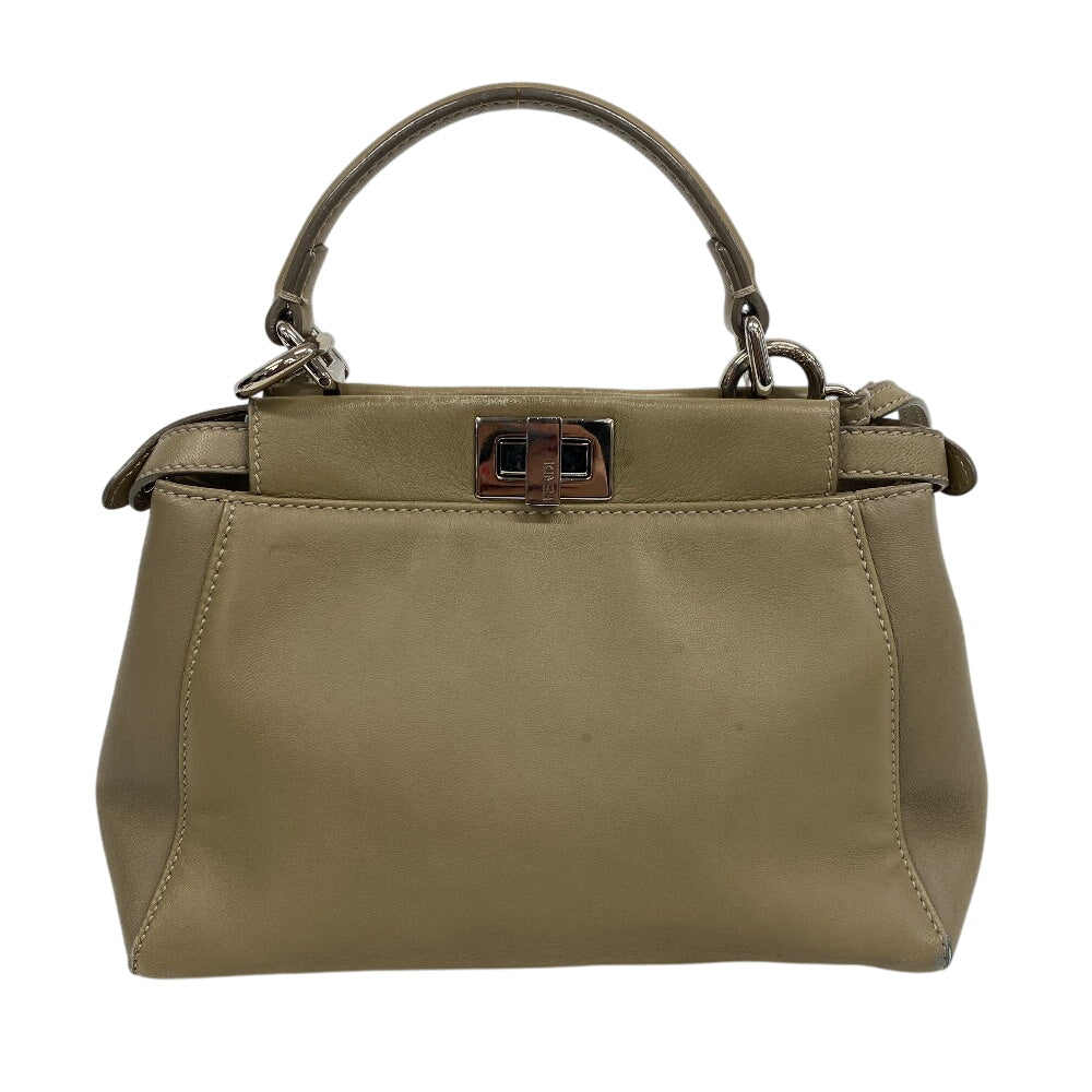 FENDI Shoulder Bag 8BN244 lambskin beige Mini Pea Kaboo Women Used