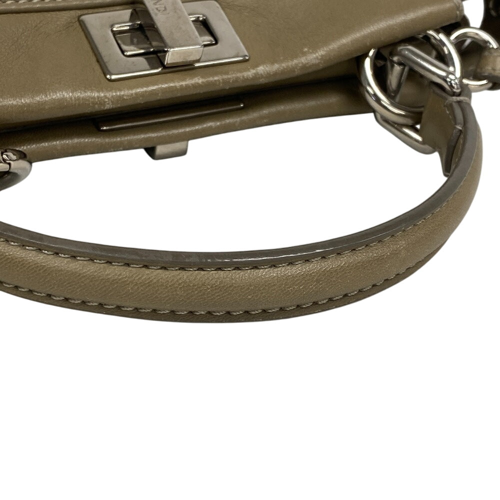 FENDI Shoulder Bag 8BN244 lambskin beige Mini Pea Kaboo Women Used