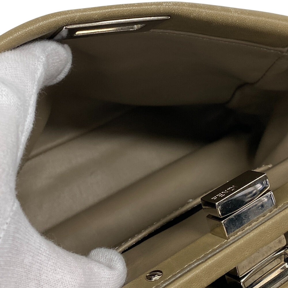 FENDI Shoulder Bag 8BN244 lambskin beige Mini Pea Kaboo Women Used