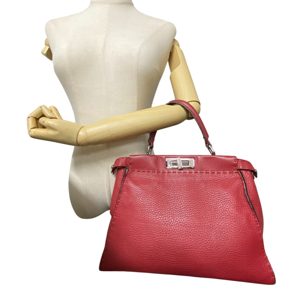 FENDI Handbag 8BN226 leather Red Peekaboo Celeria Women Used