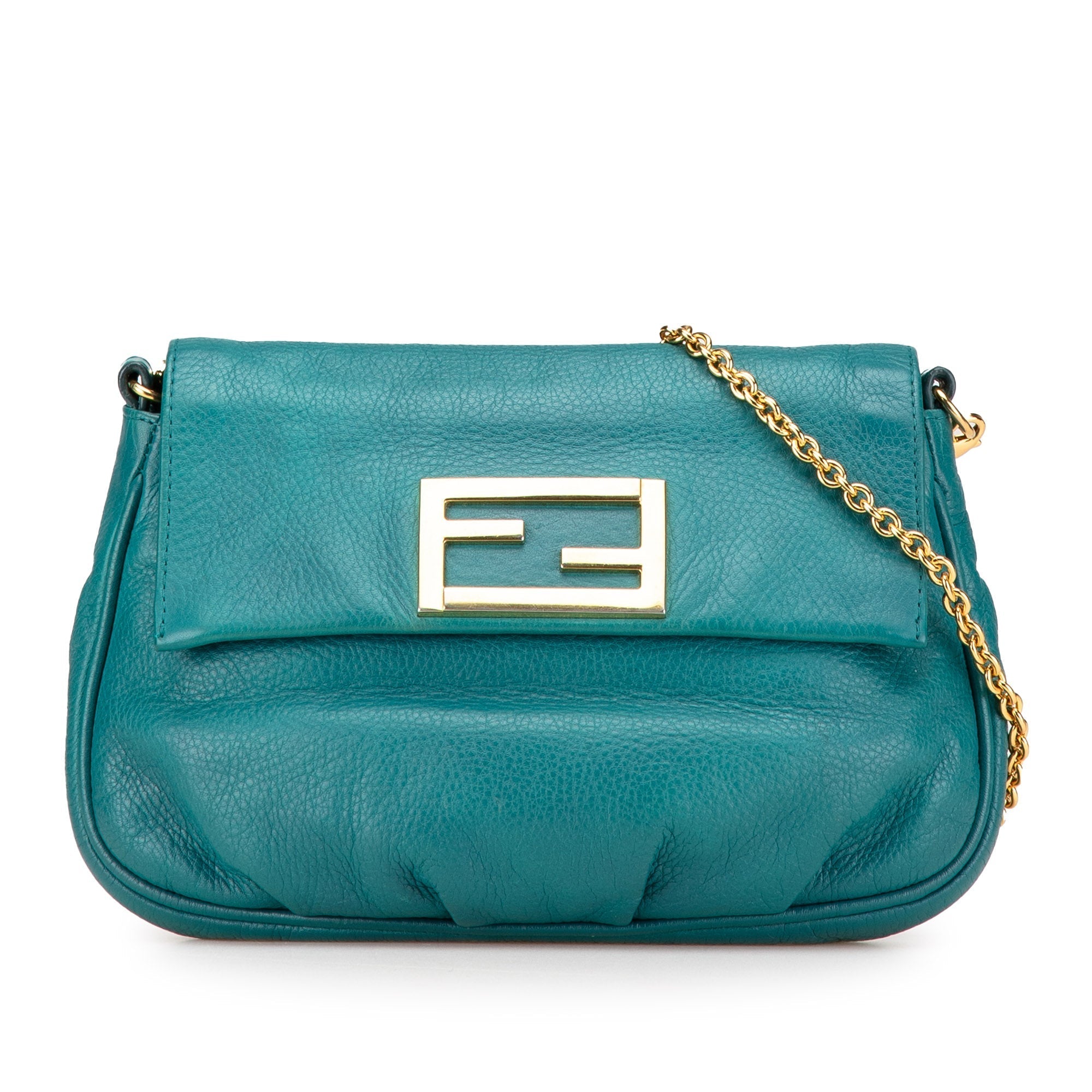 Blue Fendi Leather Fendista Pochette Crossbody