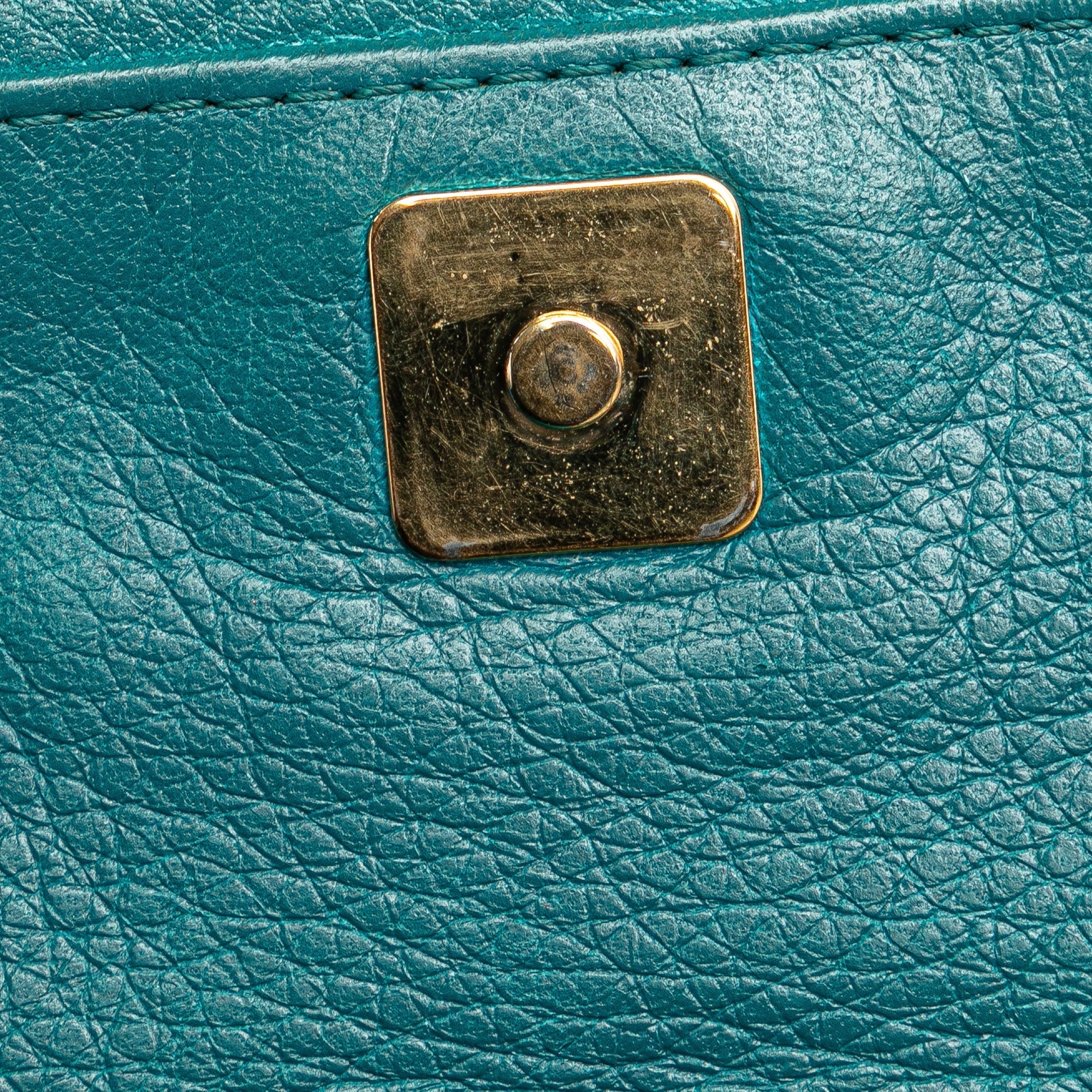 Blue Fendi Leather Fendista Pochette Crossbody