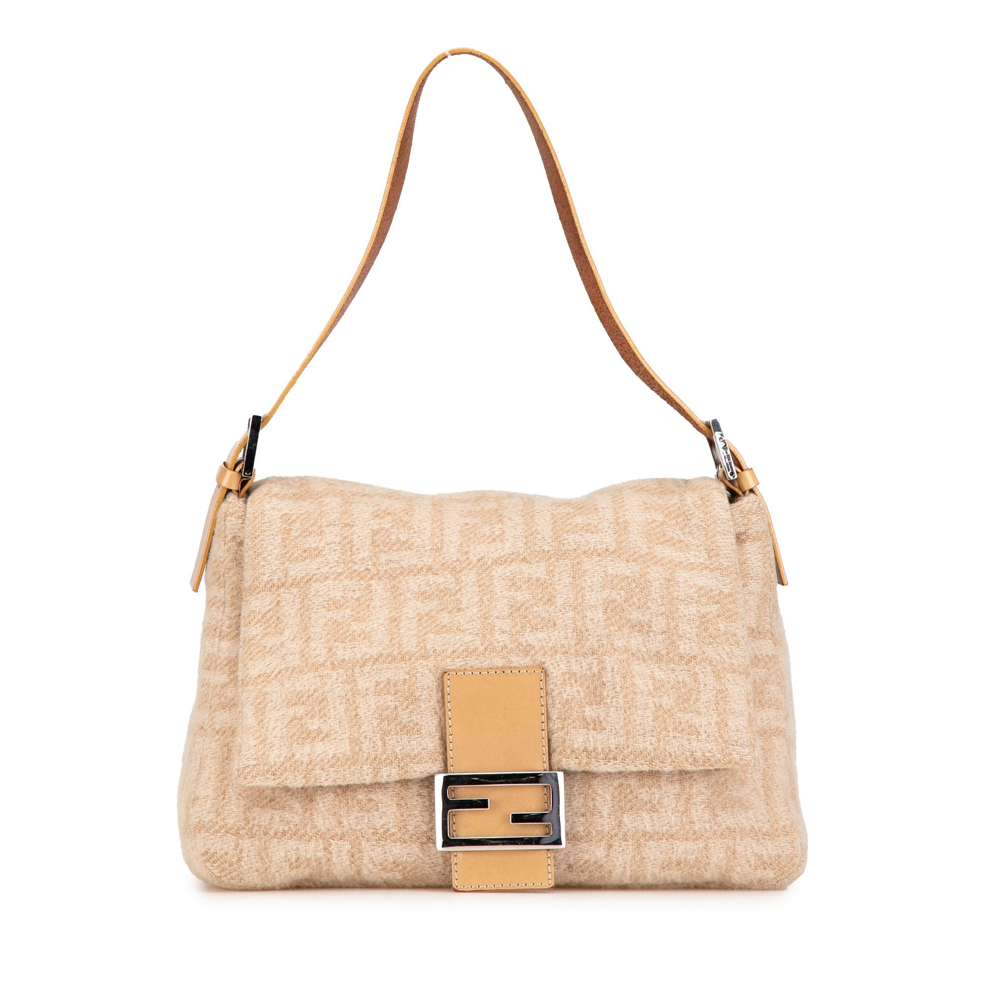Tan Fendi Zucca Wool Mamma Forever Shoulder Bag