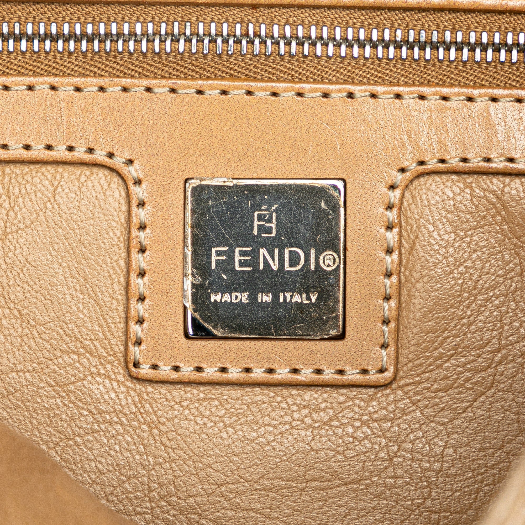 Tan Fendi Zucca Wool Mamma Forever Shoulder Bag