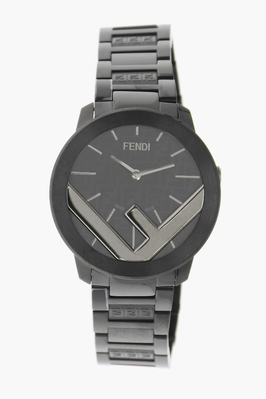 Fendi Analog Watch with Logoed Metal Strap