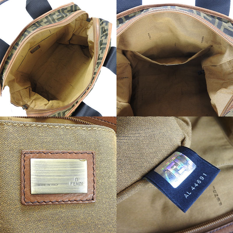 FENDI Handbag 7VA158 Canvas, Leather Brown Zucca Women Used