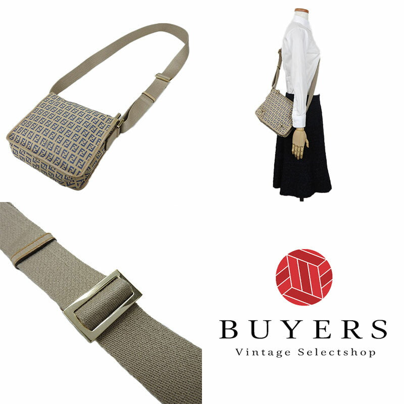FENDI Shoulder Bag 8BT089 Canvas, Leather beige Zucchino Women Used