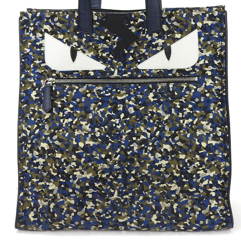 FENDI Tote Bag 7VA367 Nylon, Leather Navy Bag bugs unisex(Unisex) Used