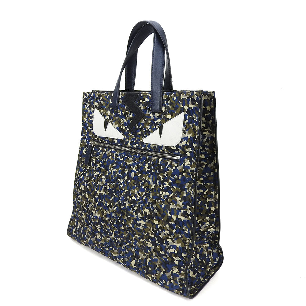 FENDI Tote Bag 7VA367 Nylon, Leather Navy Bag bugs unisex(Unisex) Used