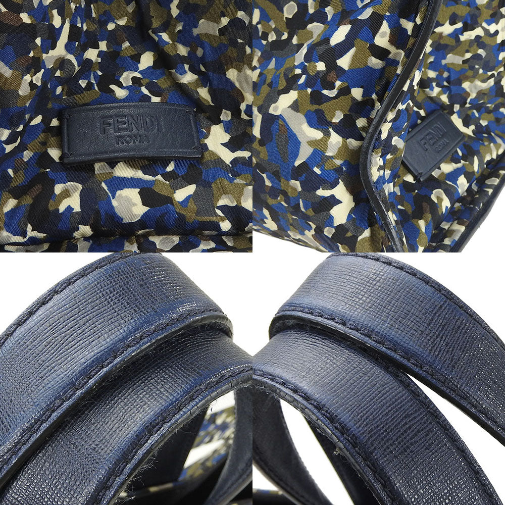 FENDI Tote Bag 7VA367 Nylon, Leather Navy Bag bugs unisex(Unisex) Used