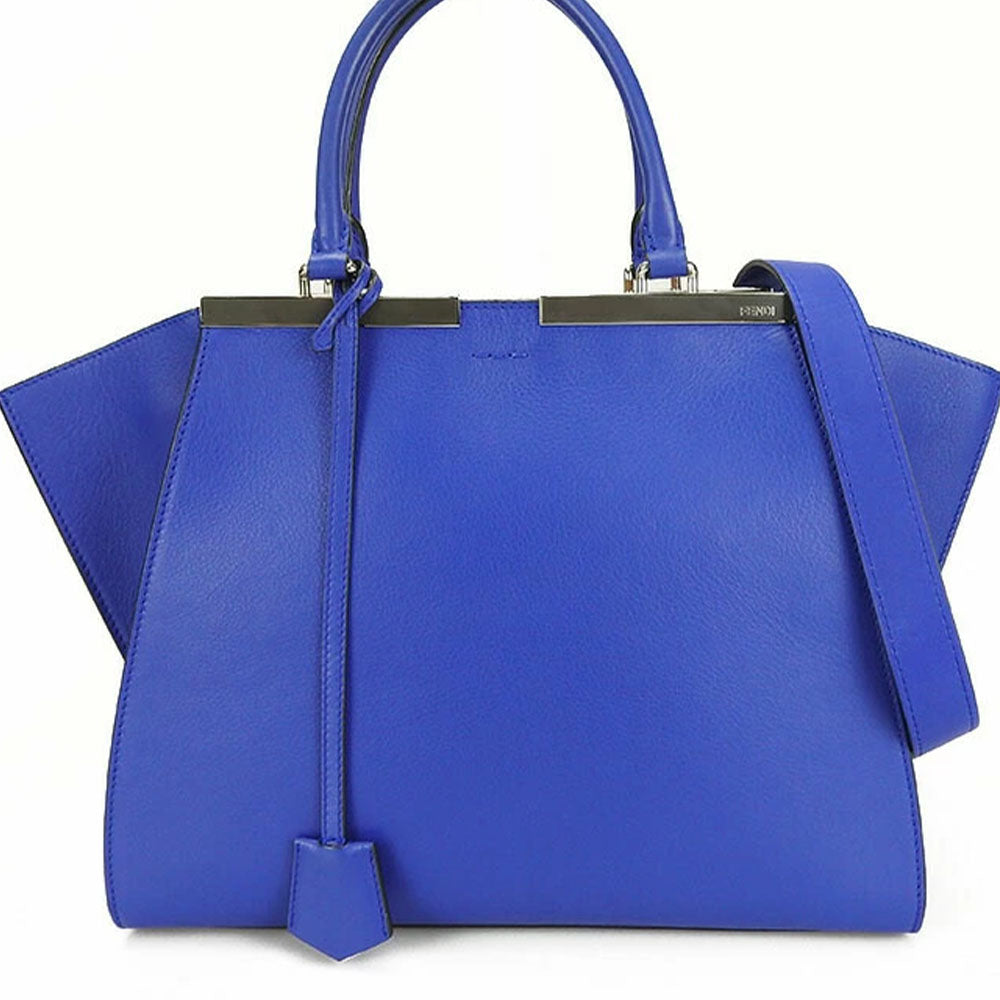 FENDI Handbag 8BH279 leather Blue type Trois Jules Women Used
